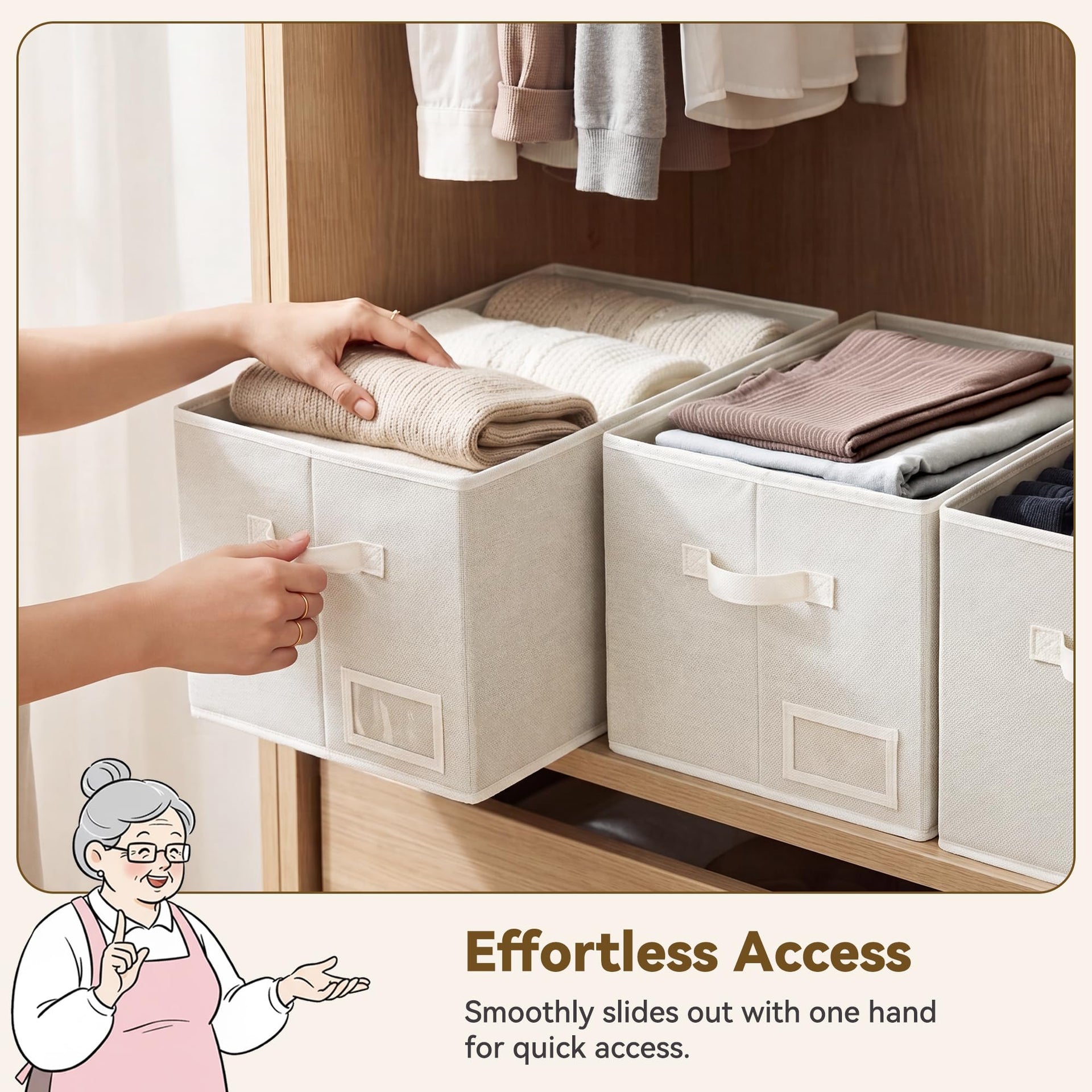 Closet Storage Bins with Label (3 Count)