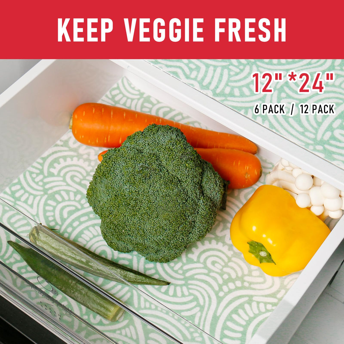 12 Pack Fridge Bin Liners (24 Sq Ft)