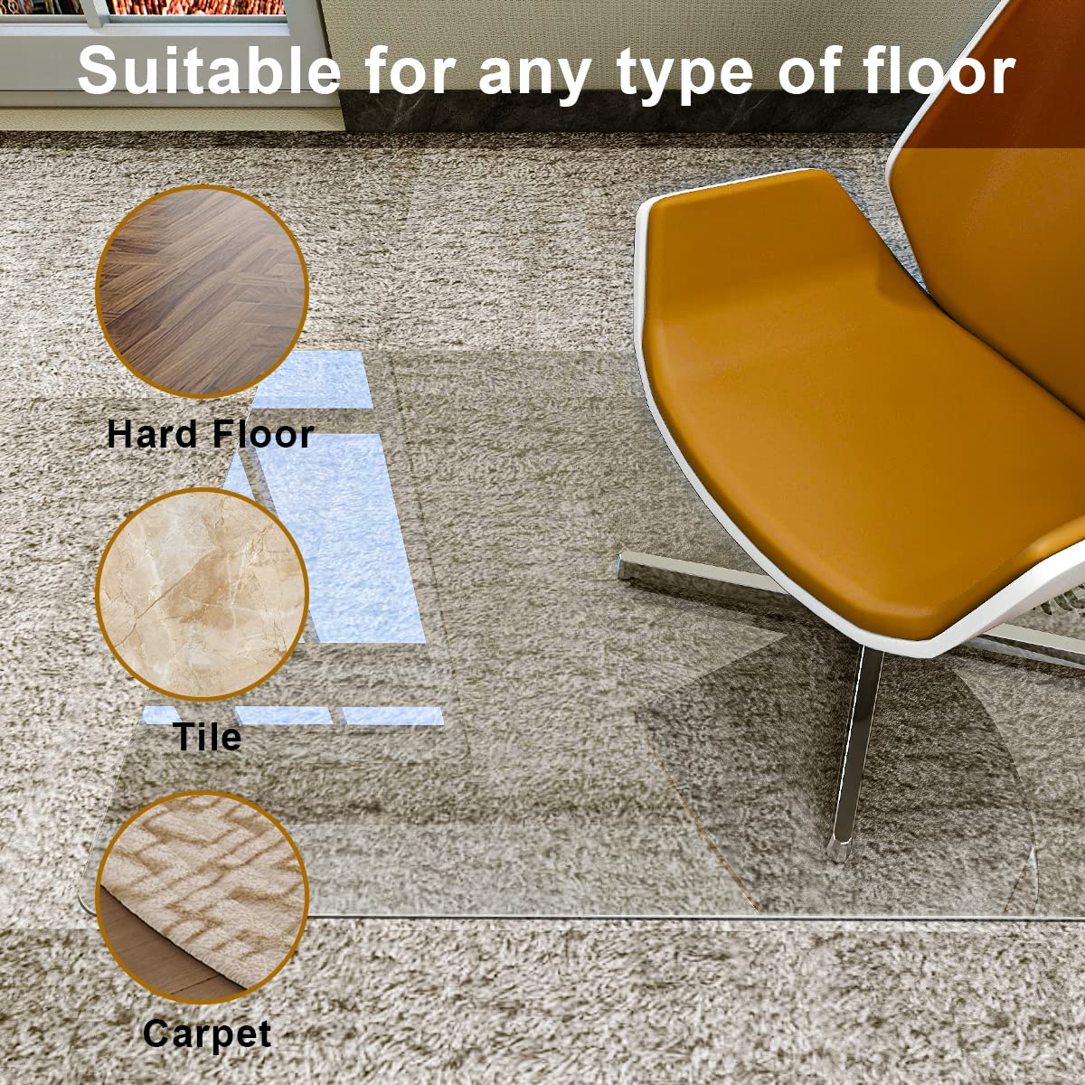 36" x 46" Office Chair Mat for Carpet