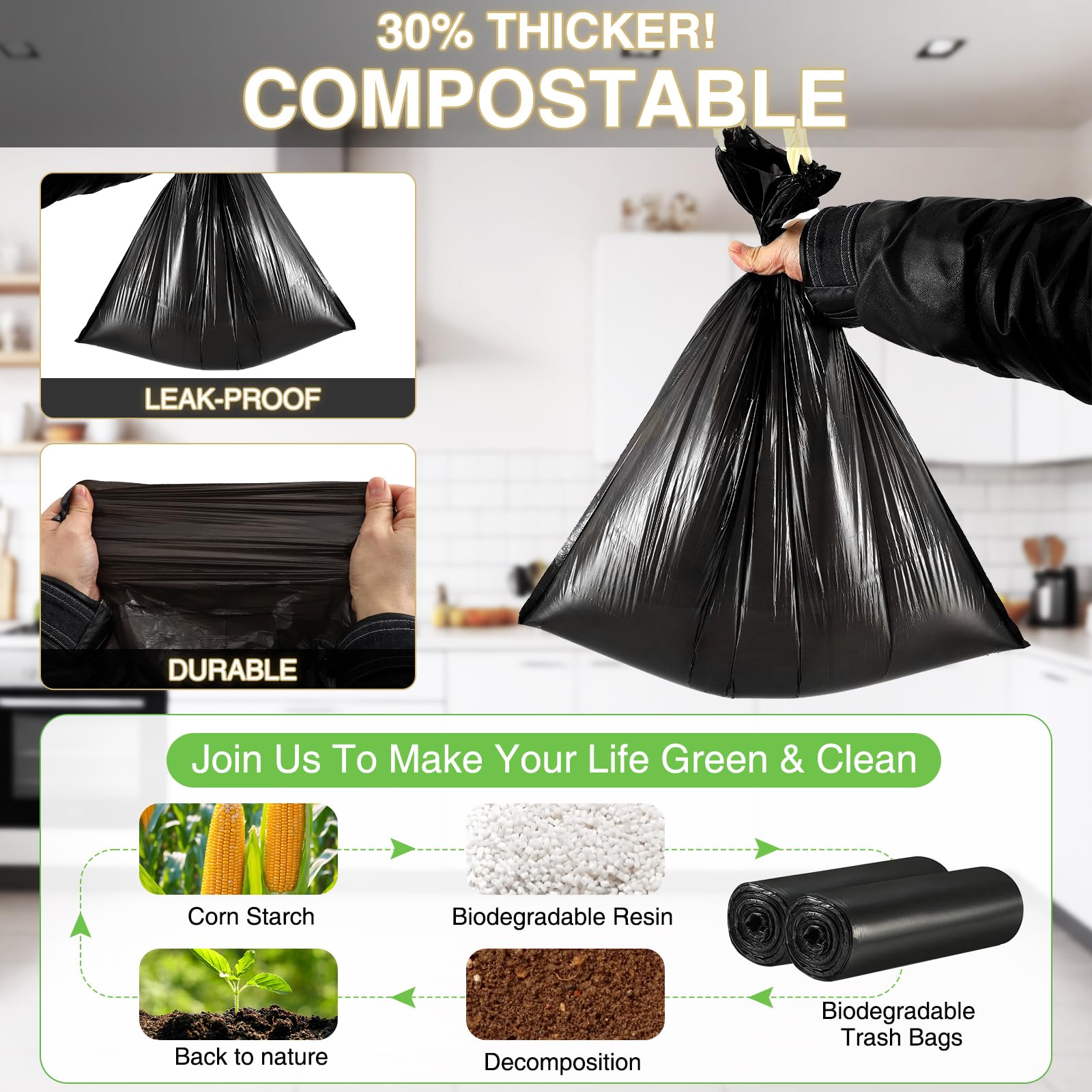 Small Bathroom Trash Can with Lid Soft Close (80 Count)