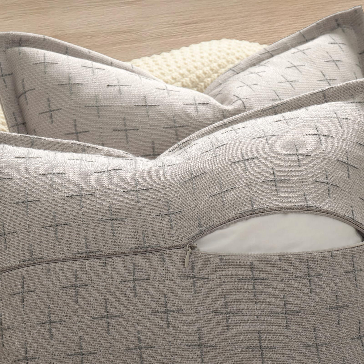 Pillow Covers 18x18 Set of 2 Soft Polyester Textured Pillow Covers with Stylish Flange Edge Cozy Farmhouse Throw Pillows for Couch Bed Sofa Living Room
