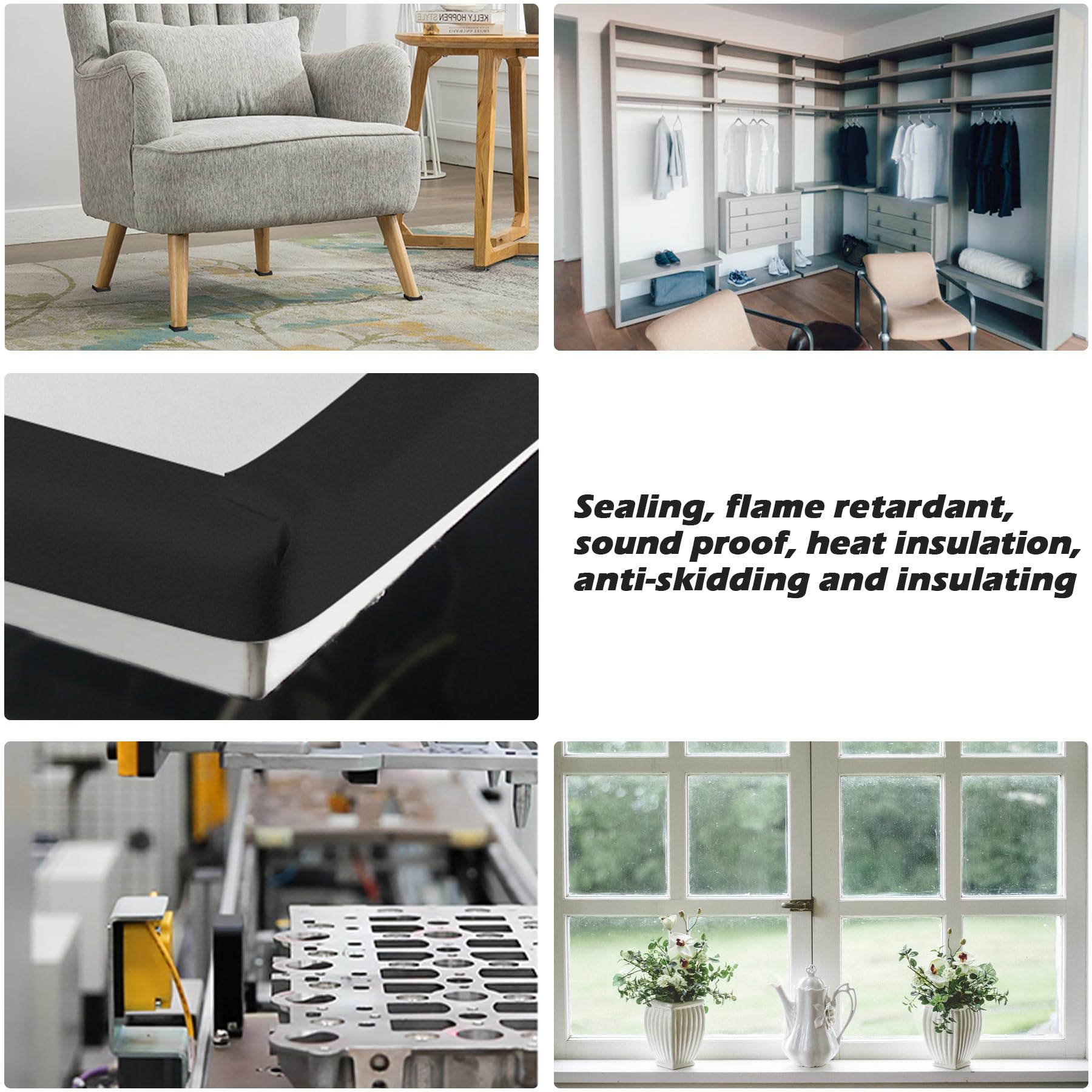Black Door Window Weather Stripping Self Adhesive Foam Tape High Density Foam Sealing Strip Window Insulation Weatherproof Gasket Tape 1" Wide X 3 (13 Foot)