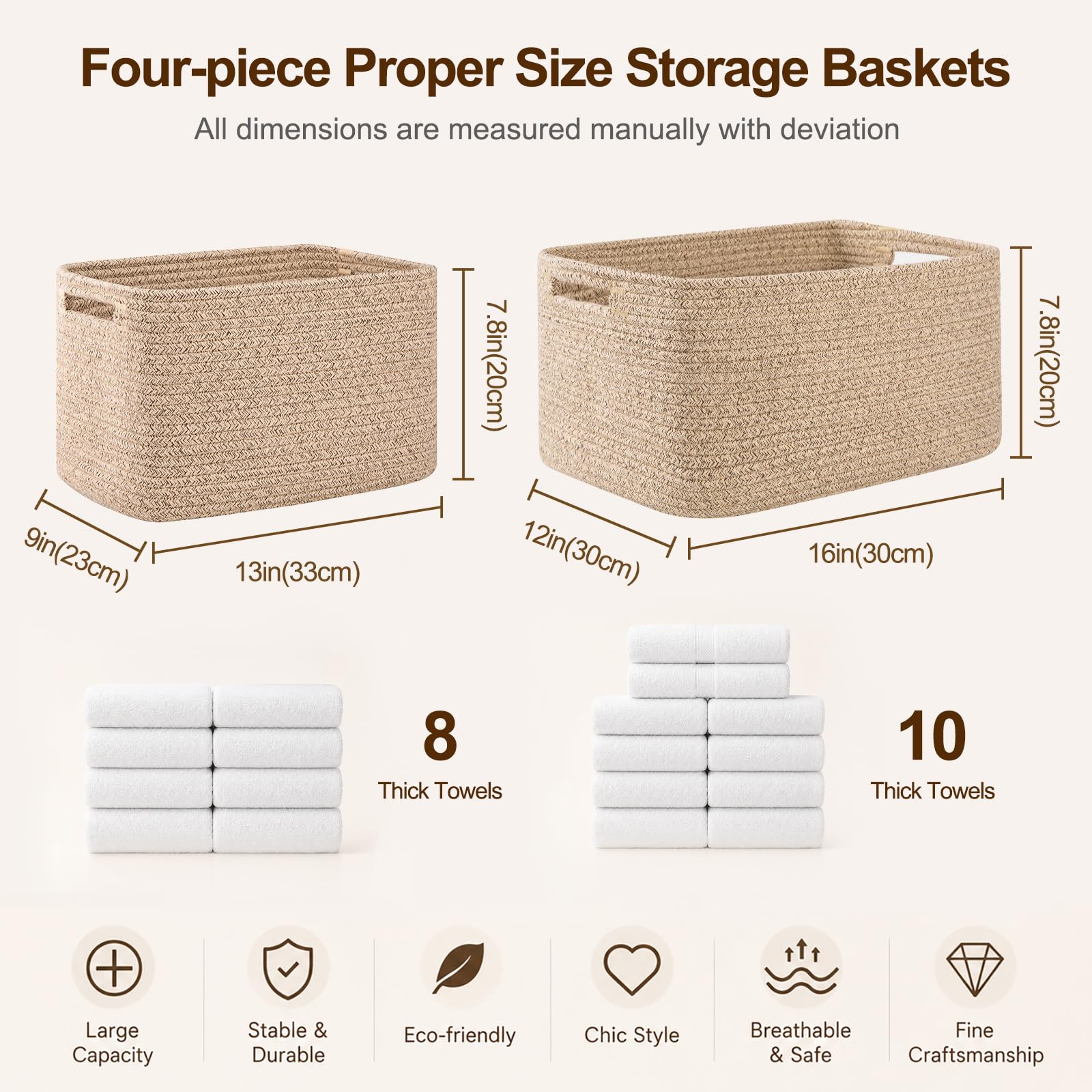 4 Pack Storage Baskets for Organizing 15L Cube Storage Bins Blue (4 Count)