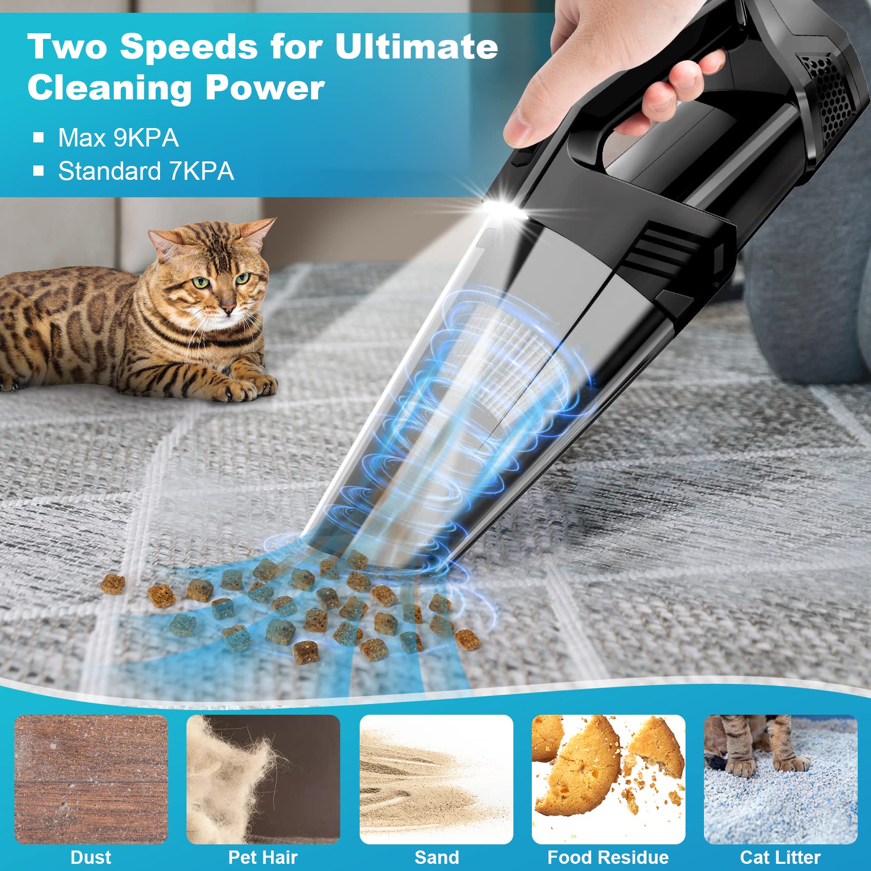 Handheld Vacuum Cordless Portable Car Vacuum with LED Light