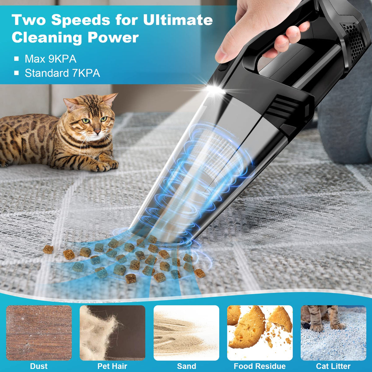 Handheld Vacuum Cordless Portable Car Vacuum with LED Light