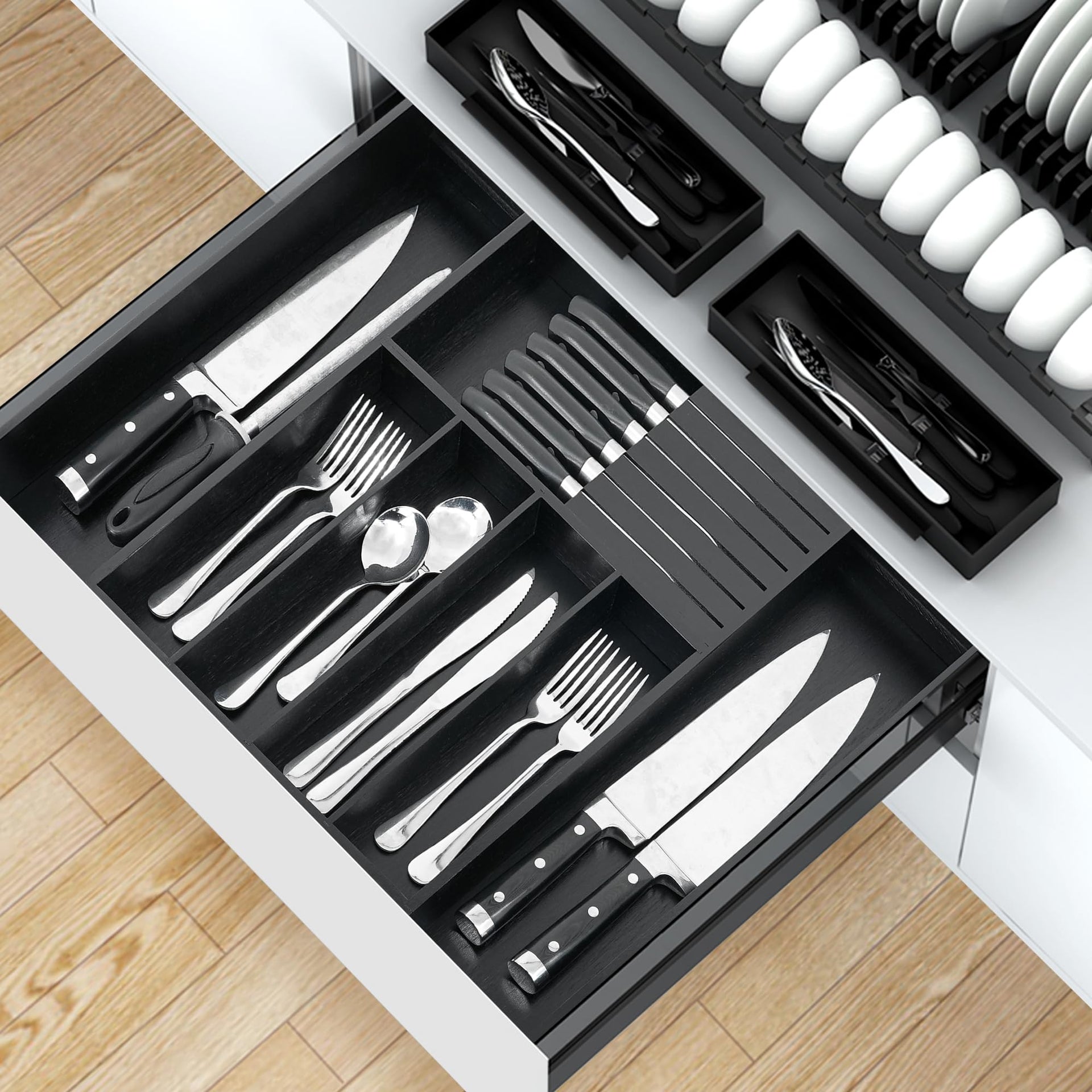 Bamboo Silverware Drawer Organizer