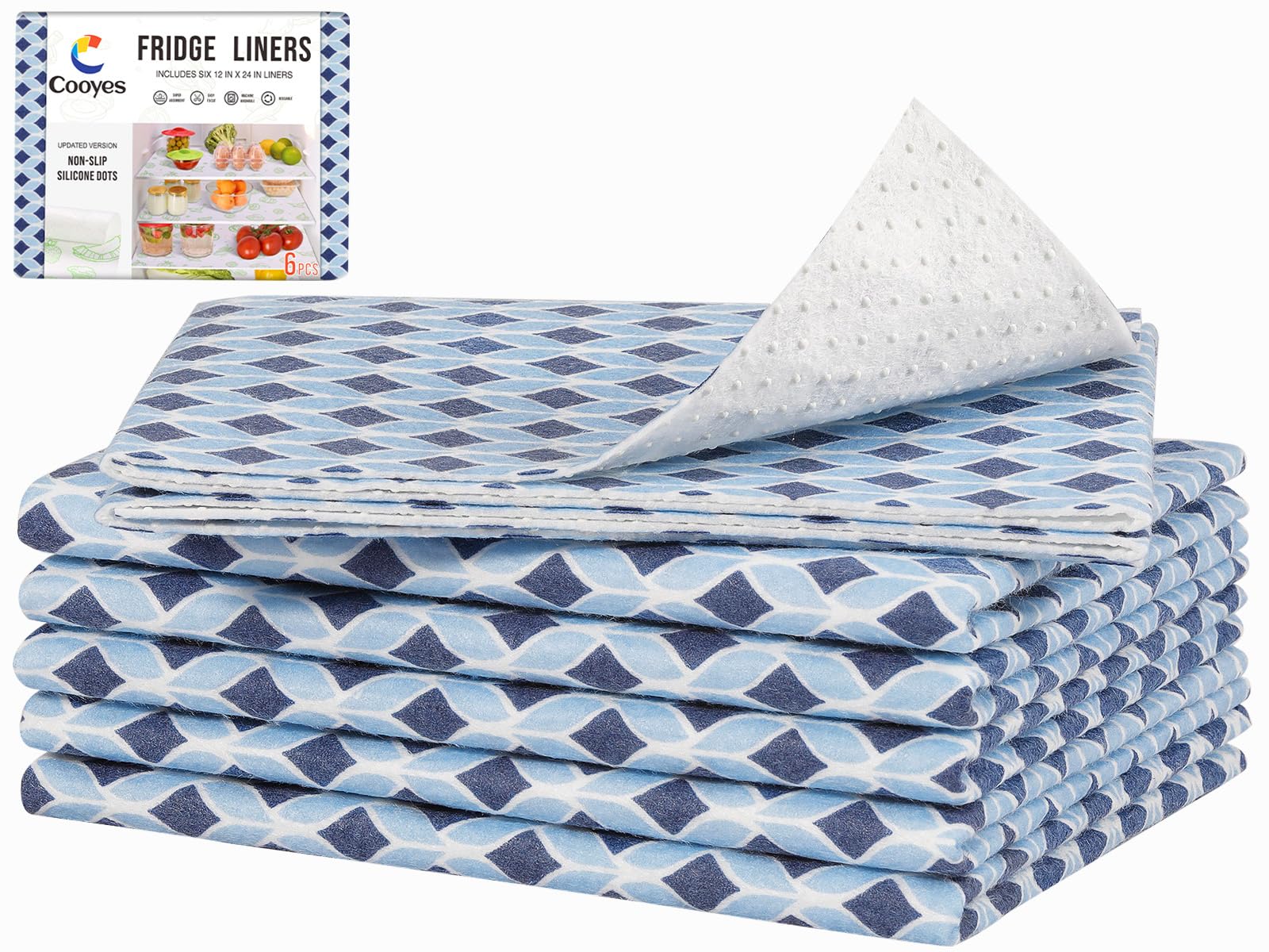 6 Pack 12" × 24" Cloth Shelf Liners for Kitchen Cabinet