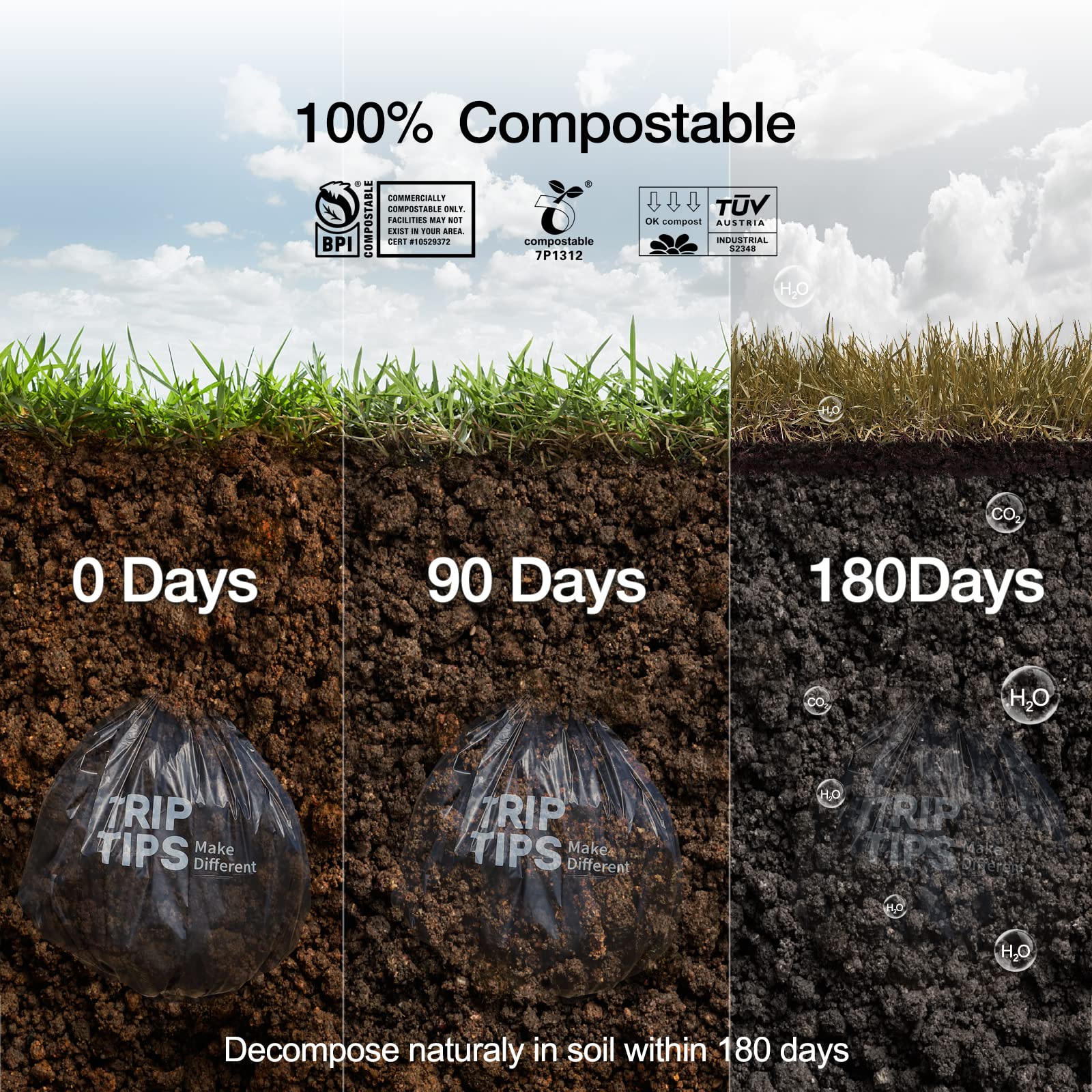 Biodegradable Portable Toilet Bags 8 gallon｜40 Count Camping Toilet Bags for Portable Potty