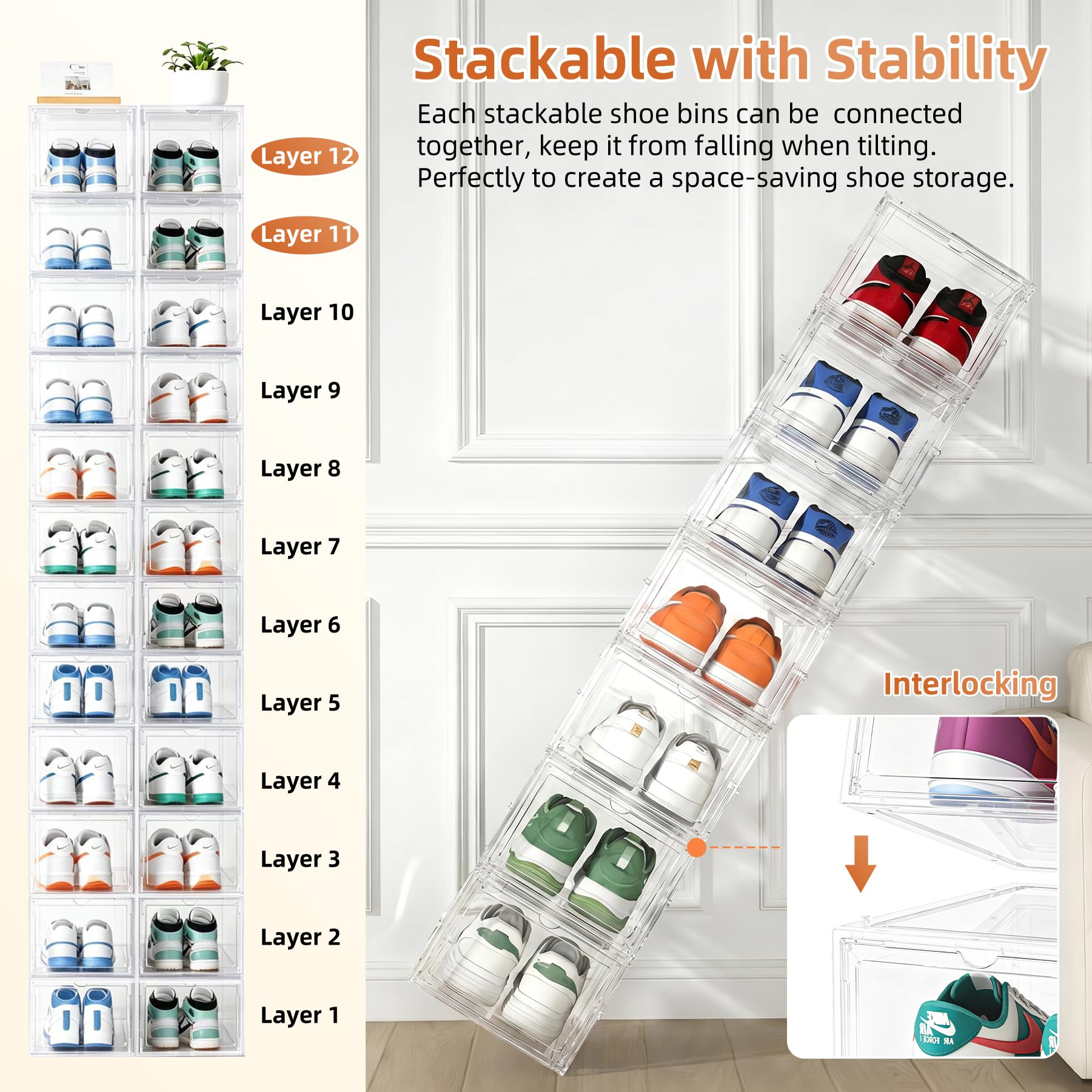 XL Shoe Storage Box Organizer (12 Count)