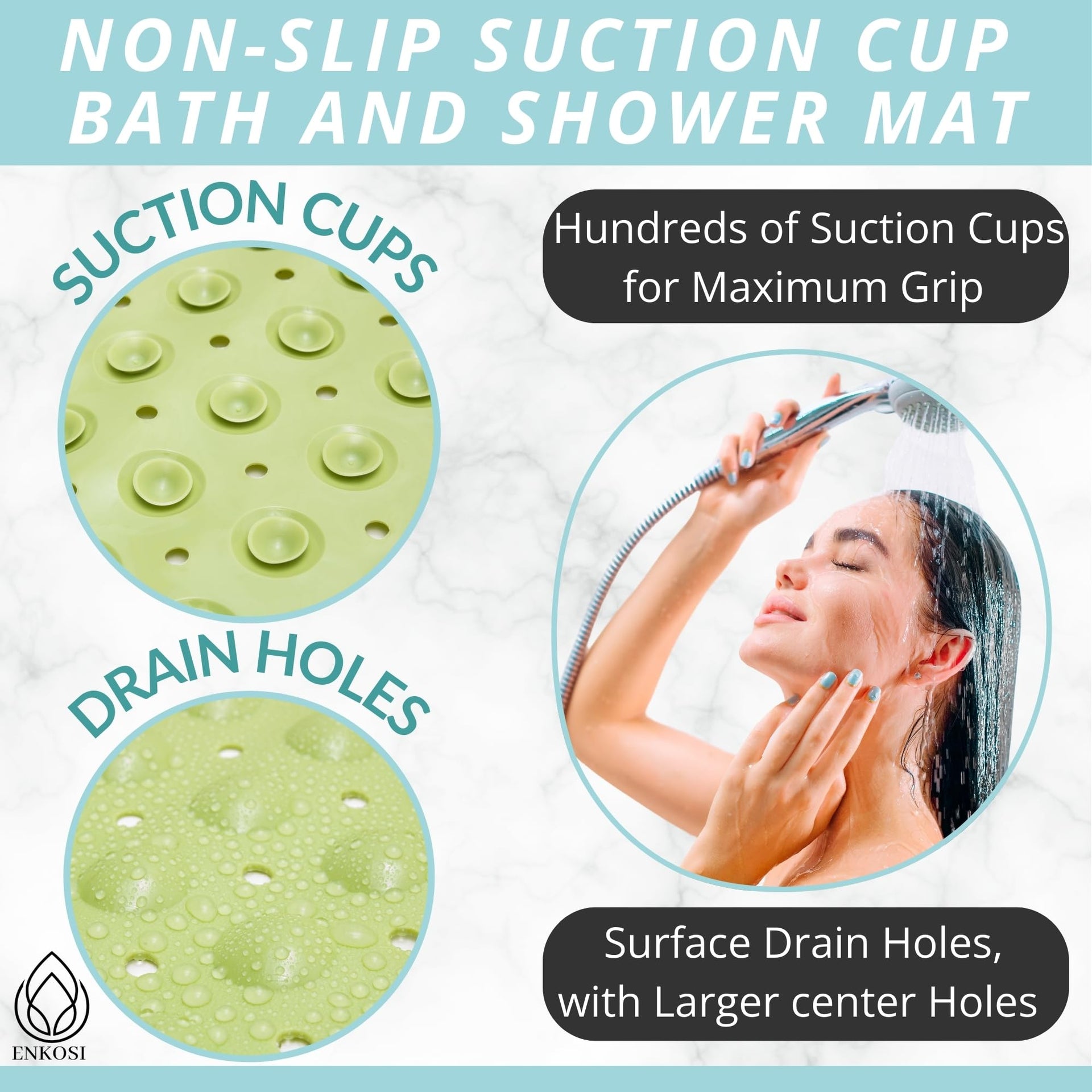 Non Slip Bath & Shower Mat 40x16 Extra Long