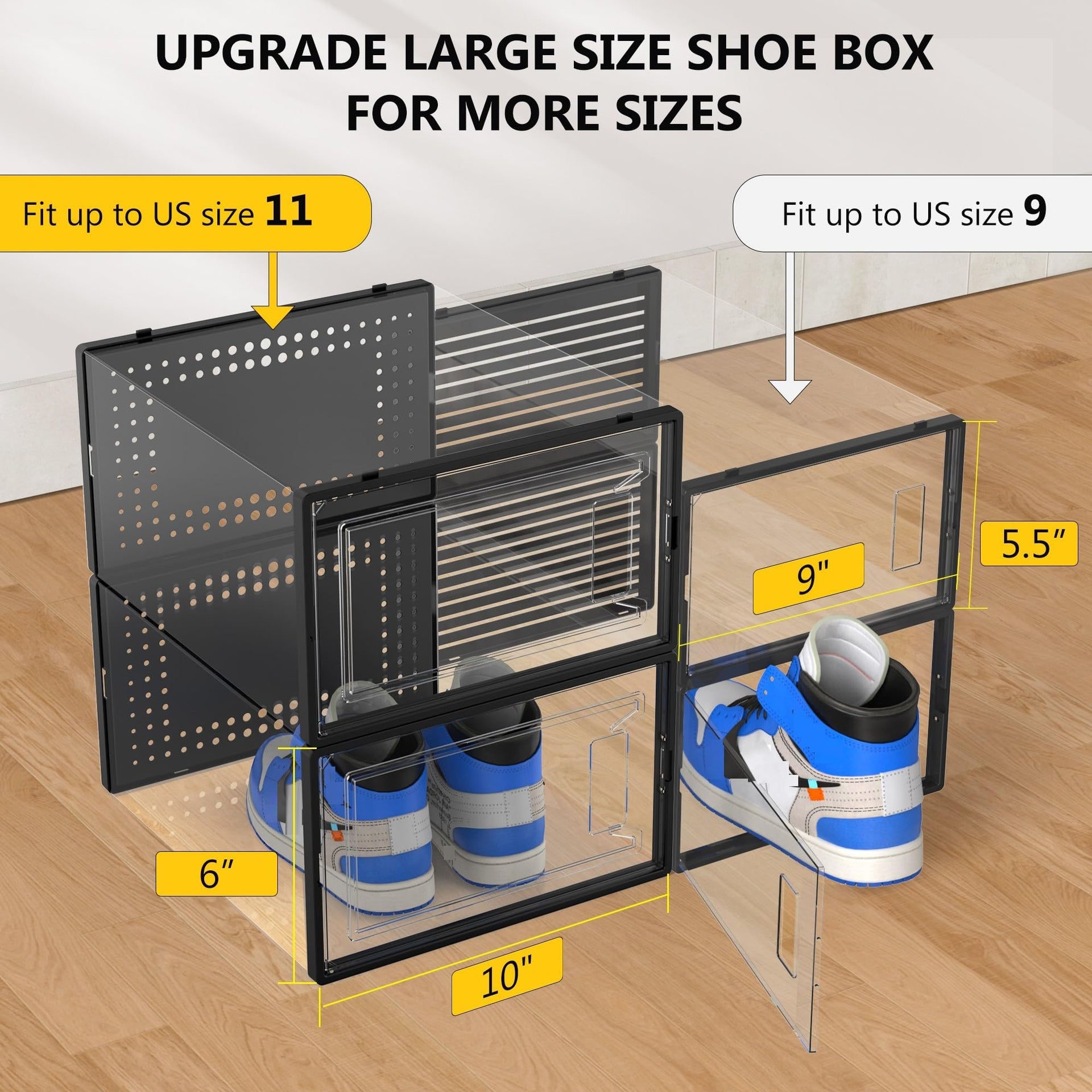 12 Pack Large Shoe Organizer Storage Boxes for Closet (12 Count)