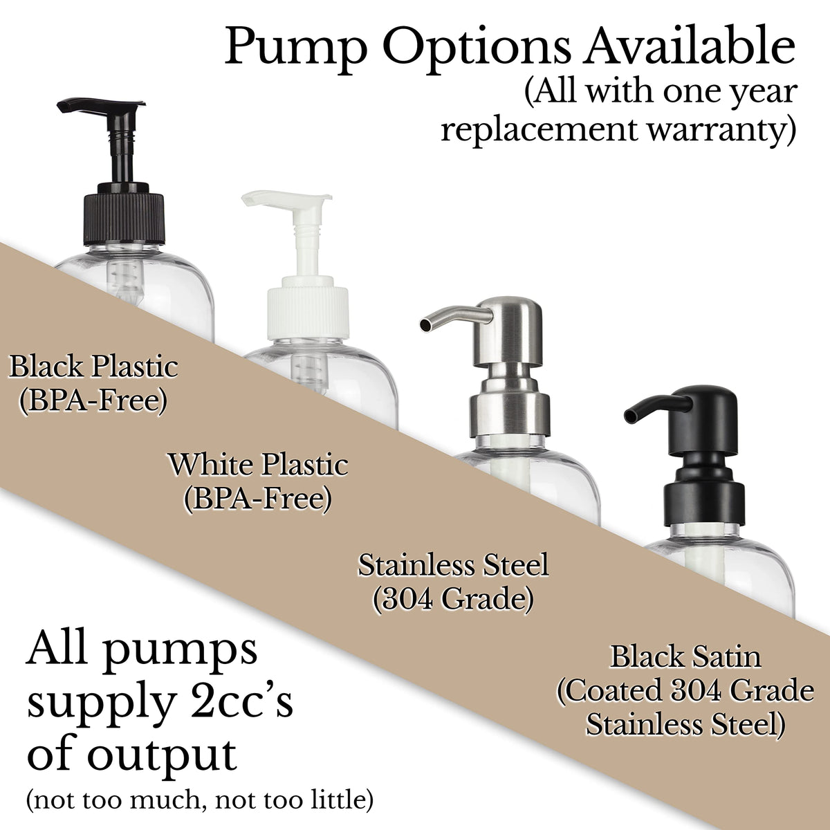 Refillable Clear PET Plastic 16 oz Body Wash Bottle with Stainless Steel Pump Dispenser