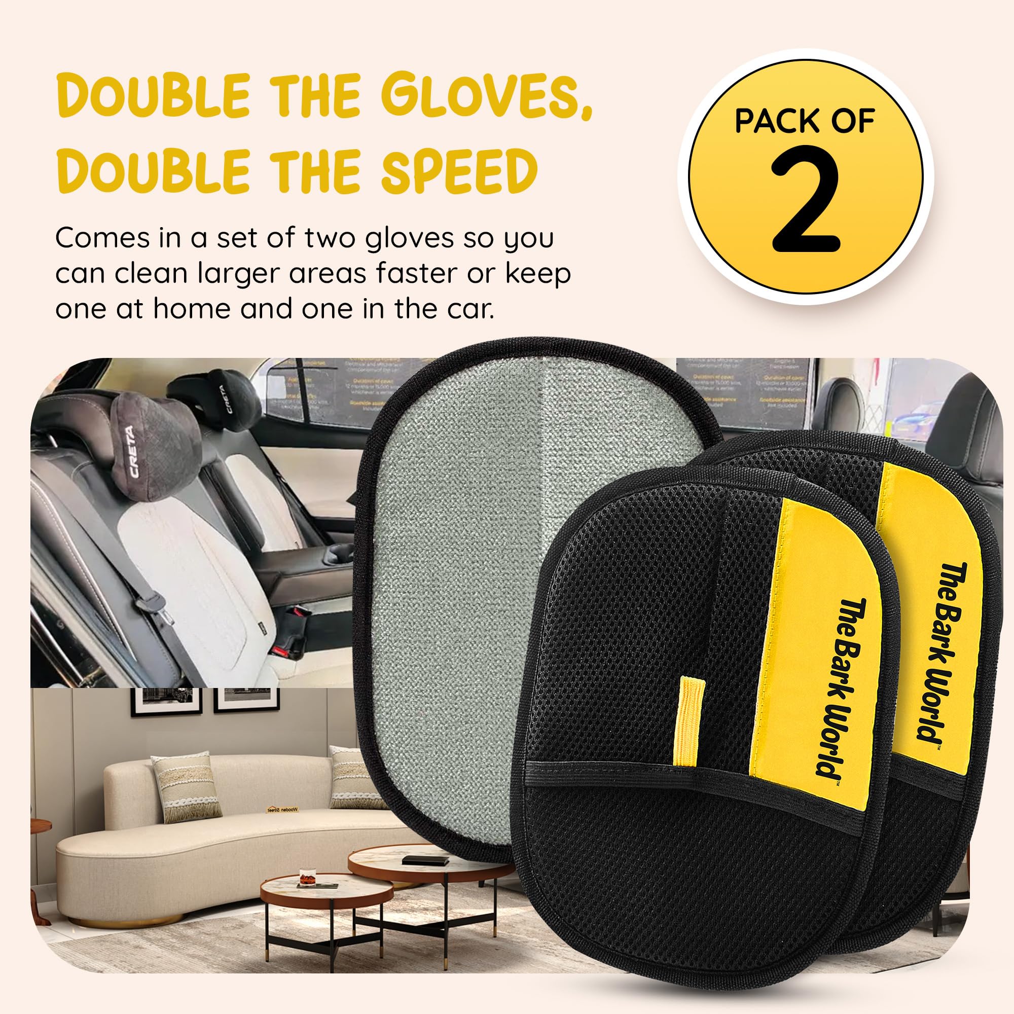 Pet Hair Removal Gloves 2 (2 Count)