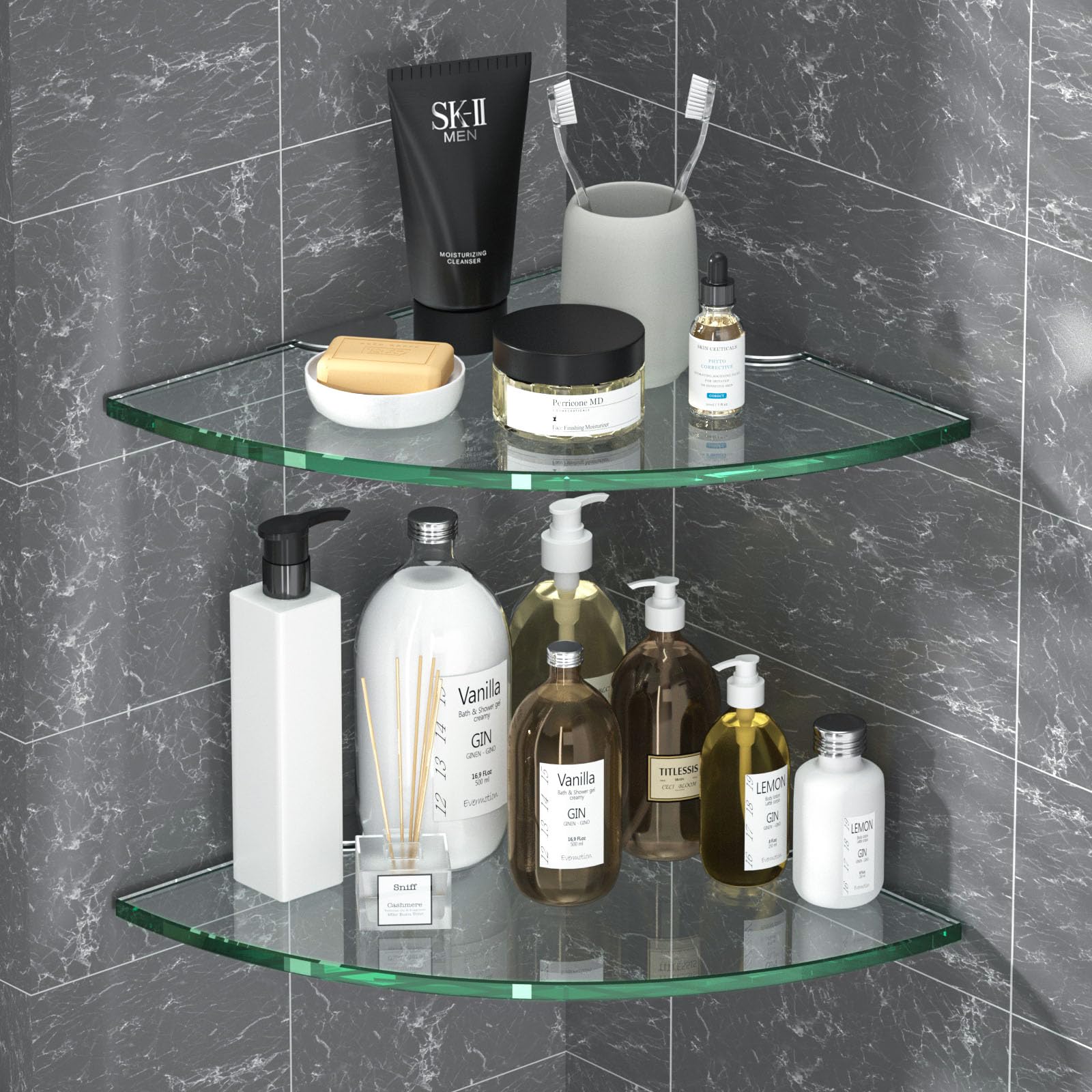 Corner Glass Shower Caddy 2 Pack 8MM (2 Count)