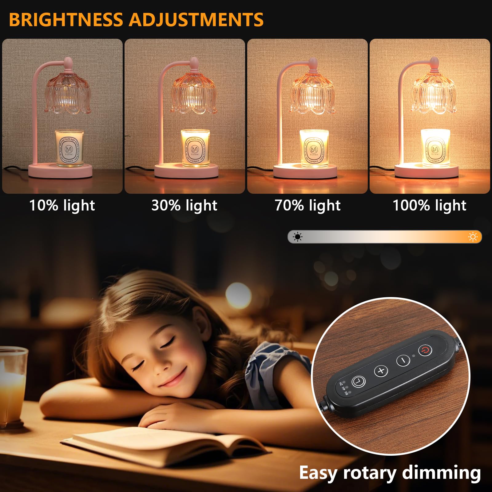 Pink Candle Warmer Lamp with Timer and Dimmer