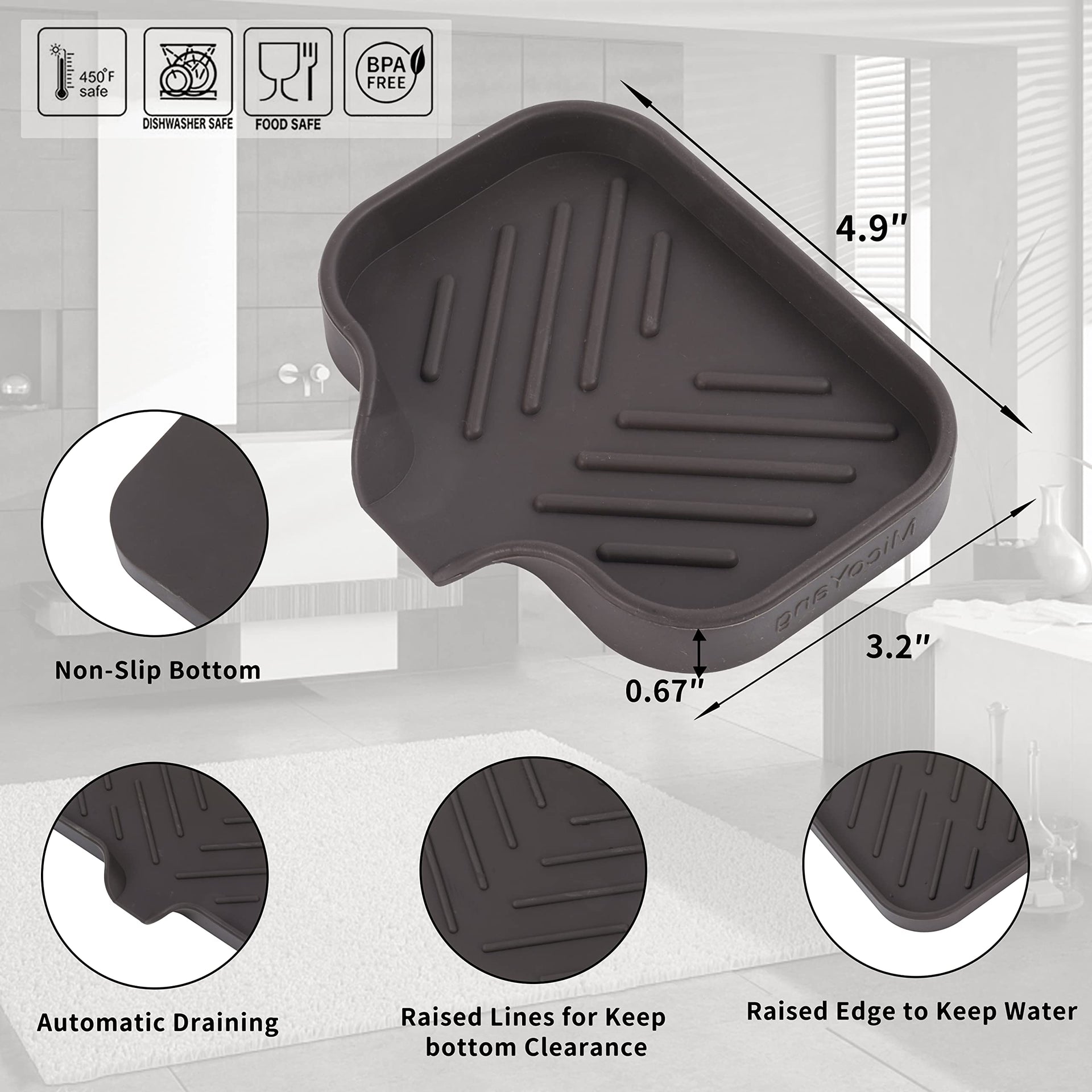 Silicone Soap Dish with Drain Spout
