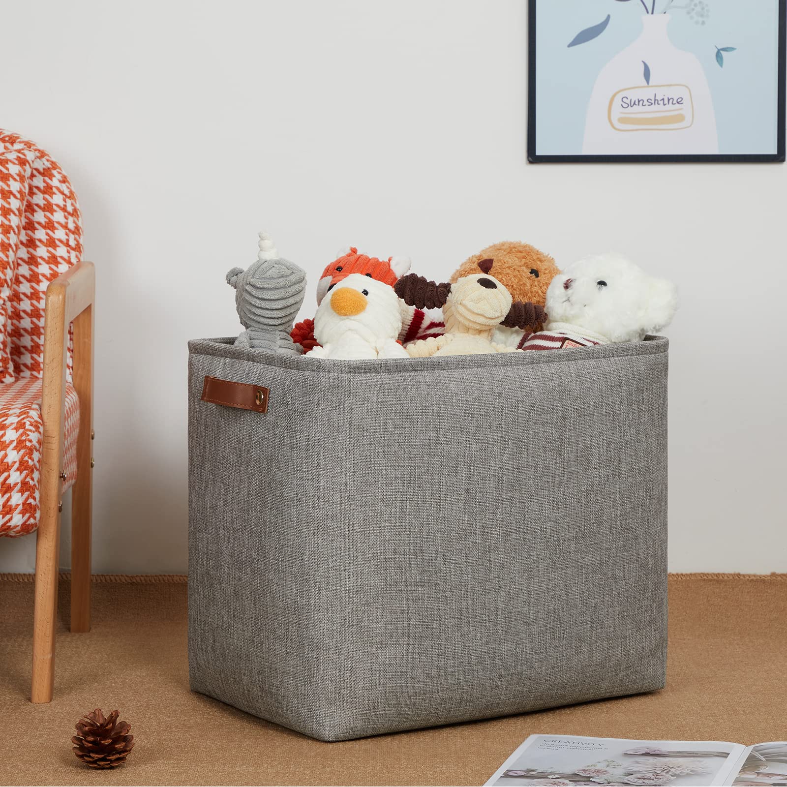 Grey Storage Baskets 2 Pack Extra Large Fabric Shelf Baskets for Organizing