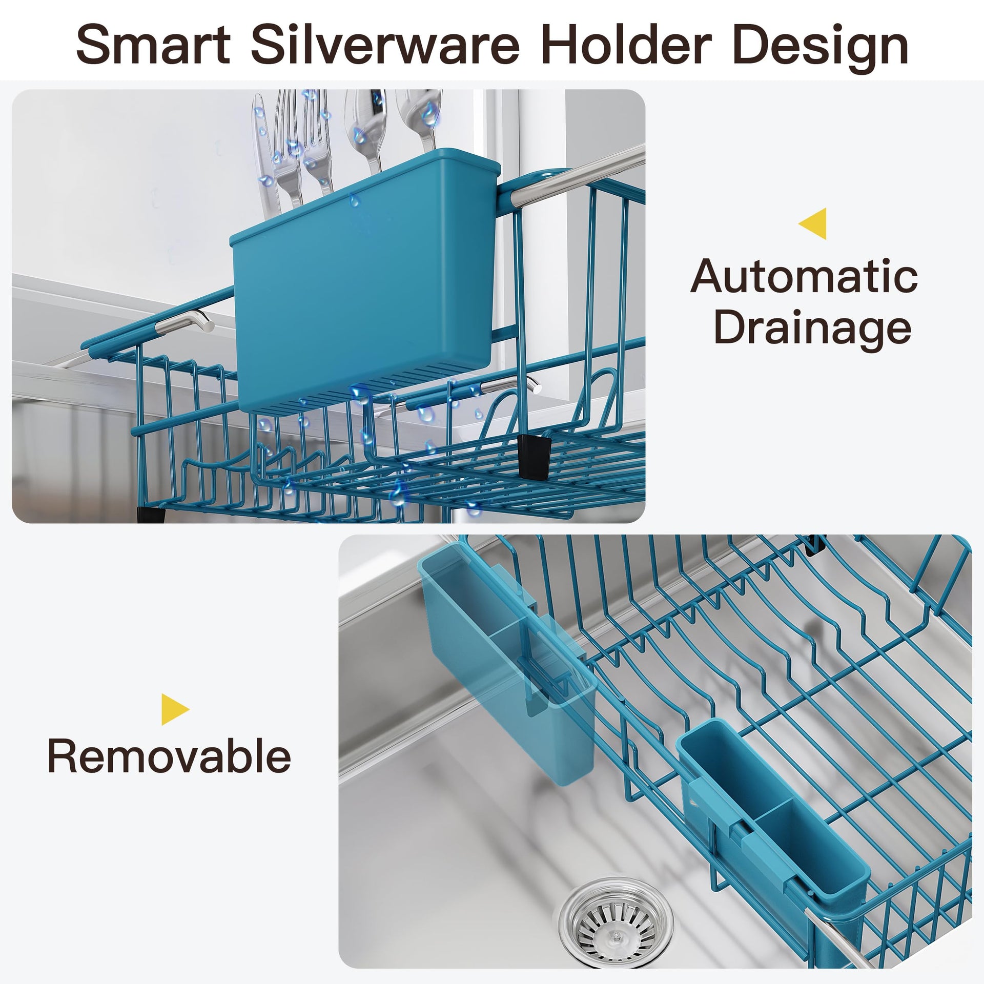 Blue Dish Drying Rack in Sink