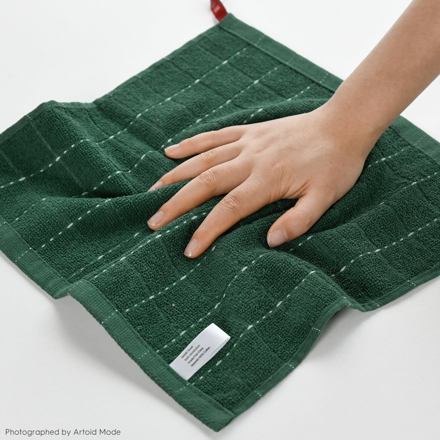 Checkered Designed Cotton Green Terry Kitchen Dish Cloths (6 Count)