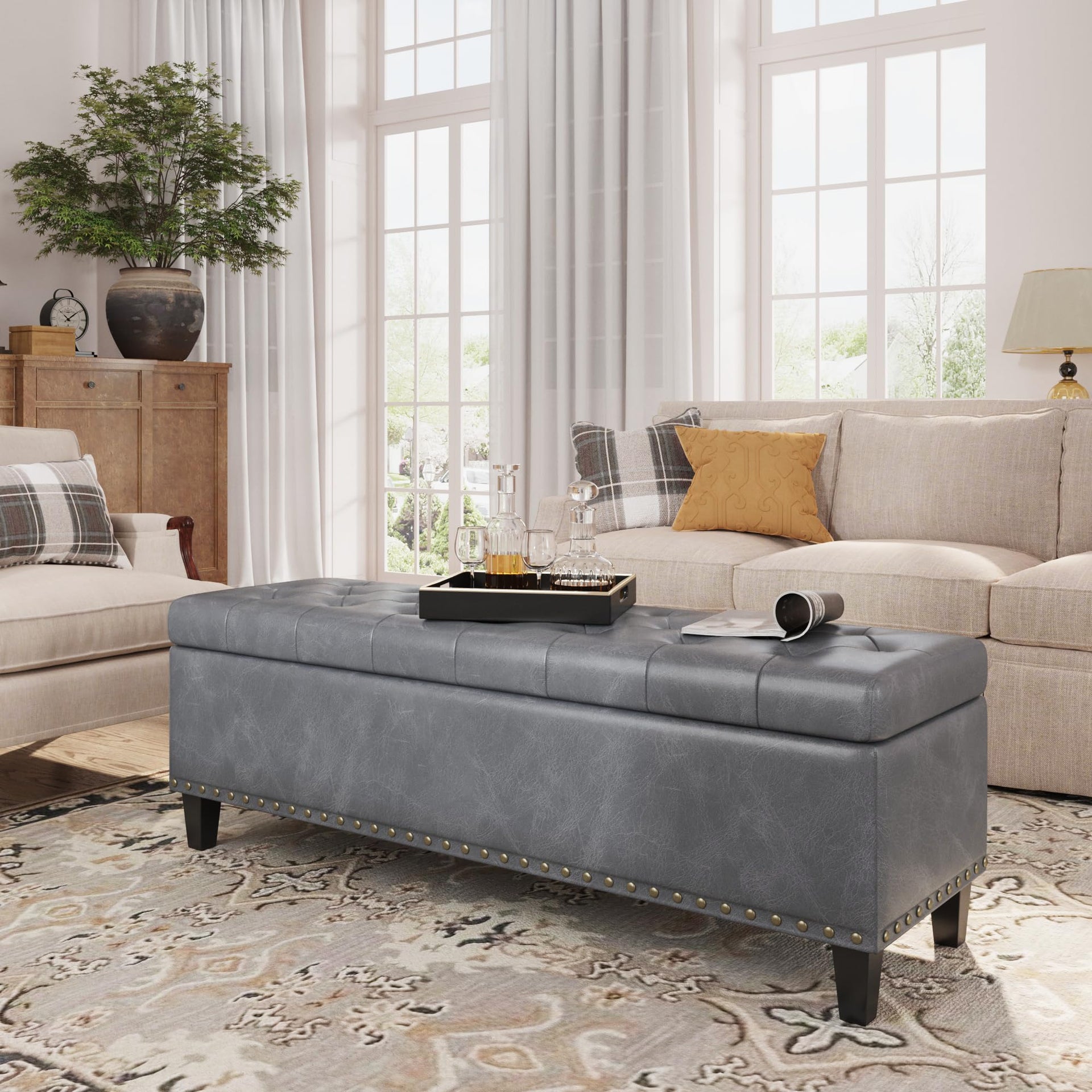 51 Inch Storage Ottoman Bench