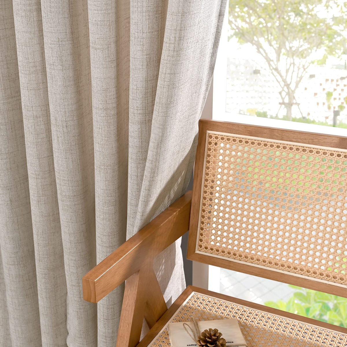 Samll Linen Curtains 40 Inches Long for Kitchen Window Over Sink (2 Count)