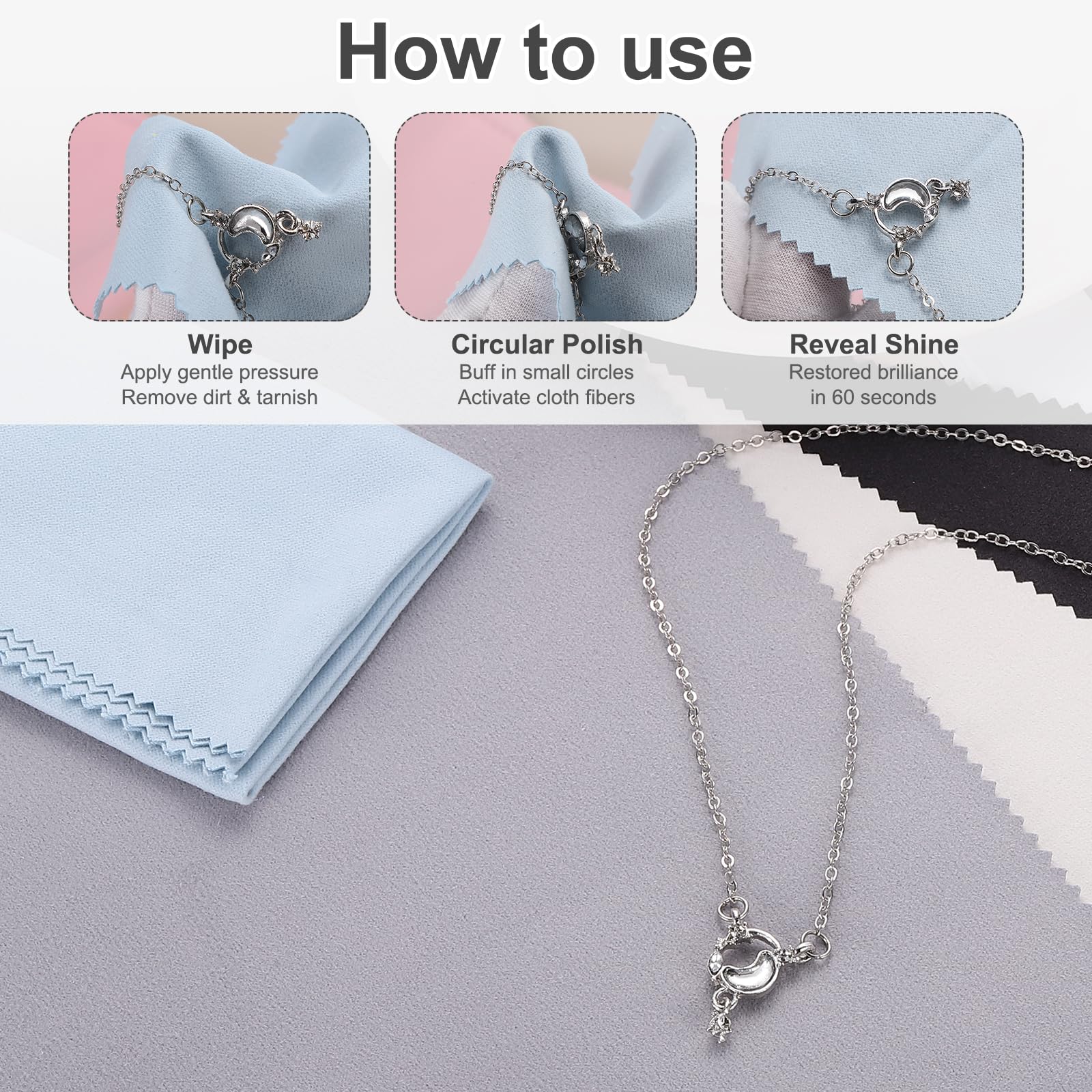 Jewelry Polishing Cloth 11.8x11.8 Inch Silver Polish Cleaning Cloths Jewelry Cleaner Remove Tarnish for Gold