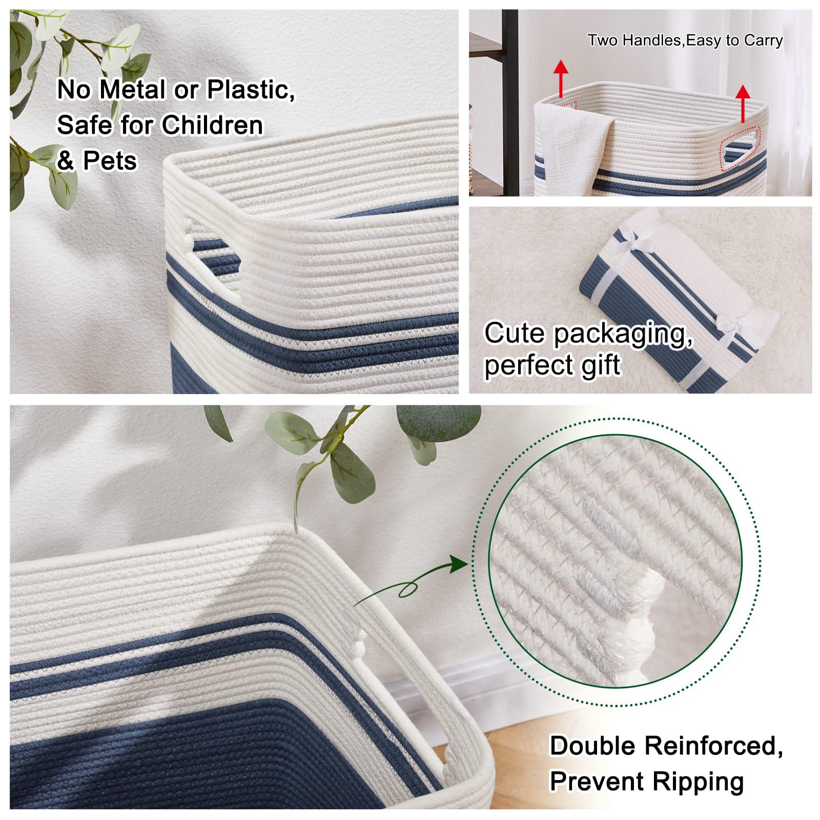 Laundry Hamper Collapsible Laundry Basket Clothes Organizer Blue