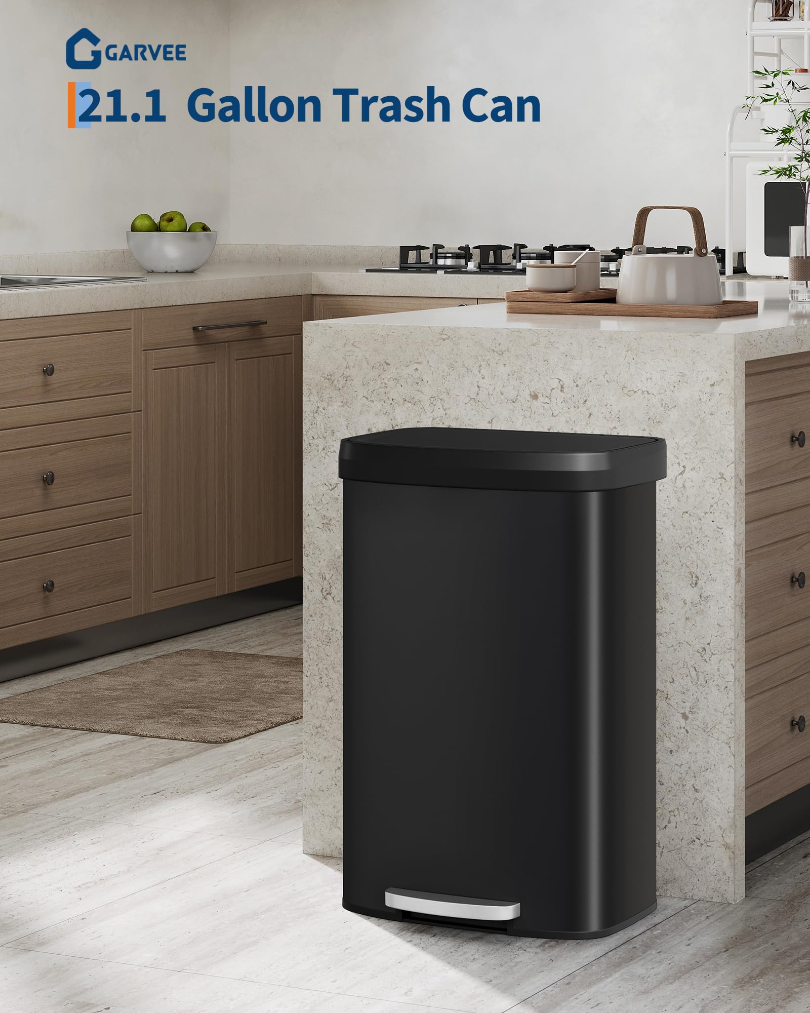 21 gal 80 L Metal Trash Can with Lid