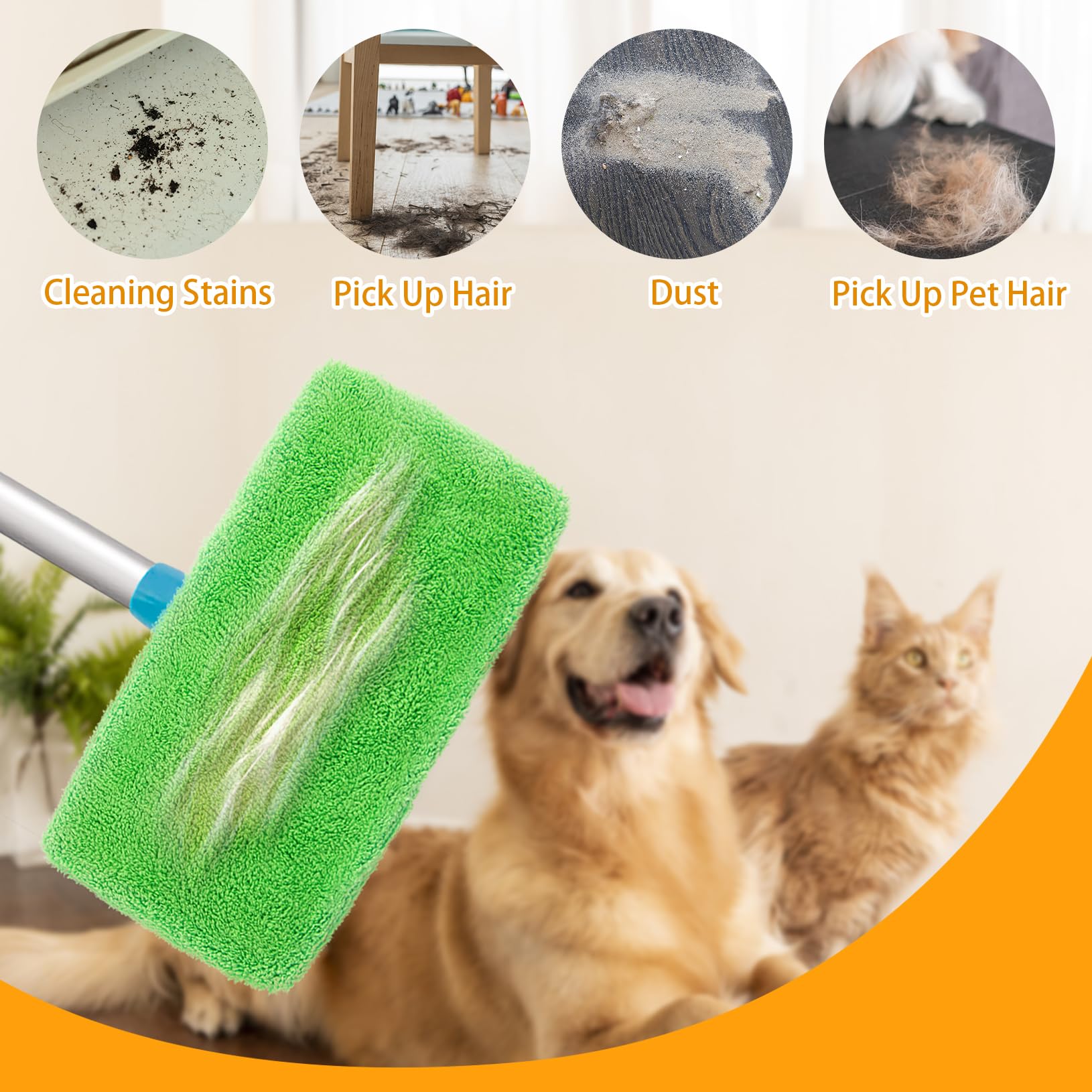 Reusable Dry Sweeping Cloths Microfiber Wet Mop Pads Compatible with Swiffer Sweeper Mop Replacement Sweeping Mopping pad Refills for Hardwood Surface Floor Cleaning (6 Count)
