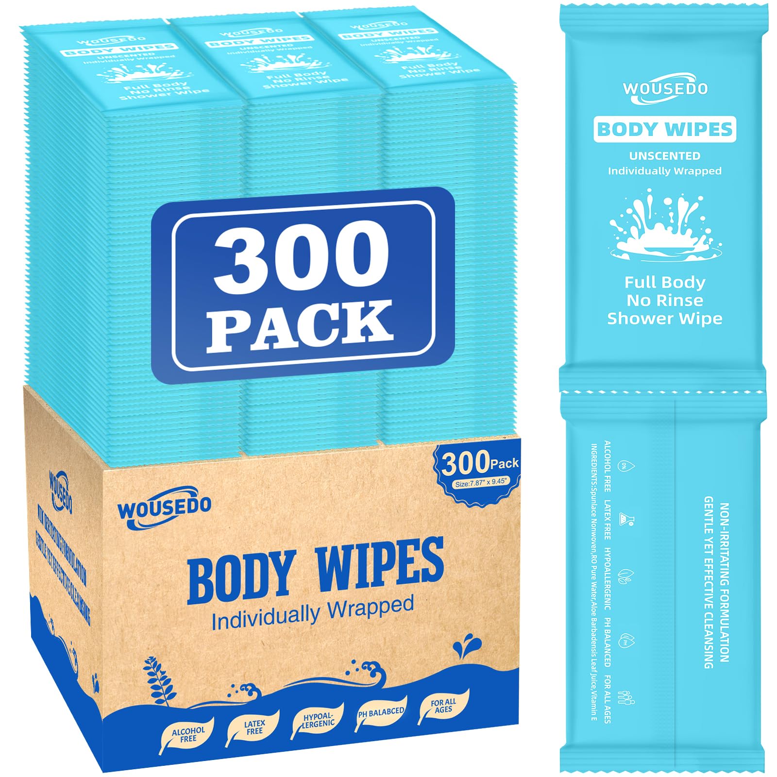 300 Pack Ultra Thick Body Wipes Individually Wrapped (300 Count) - ModHome Supplies