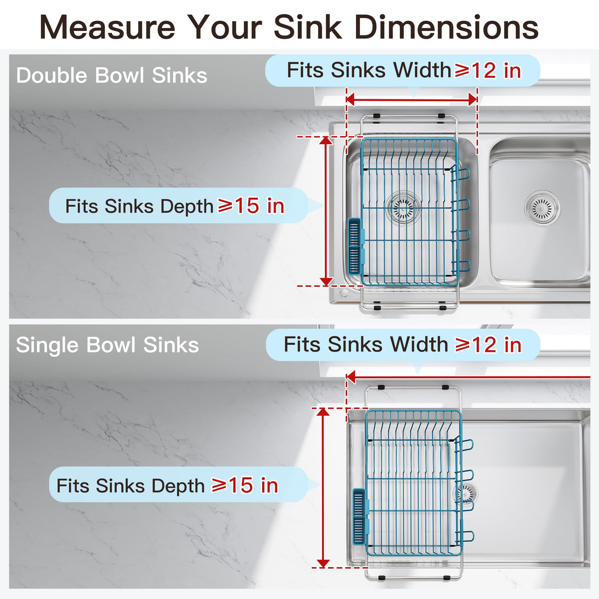 Blue Dish Drying Rack in Sink