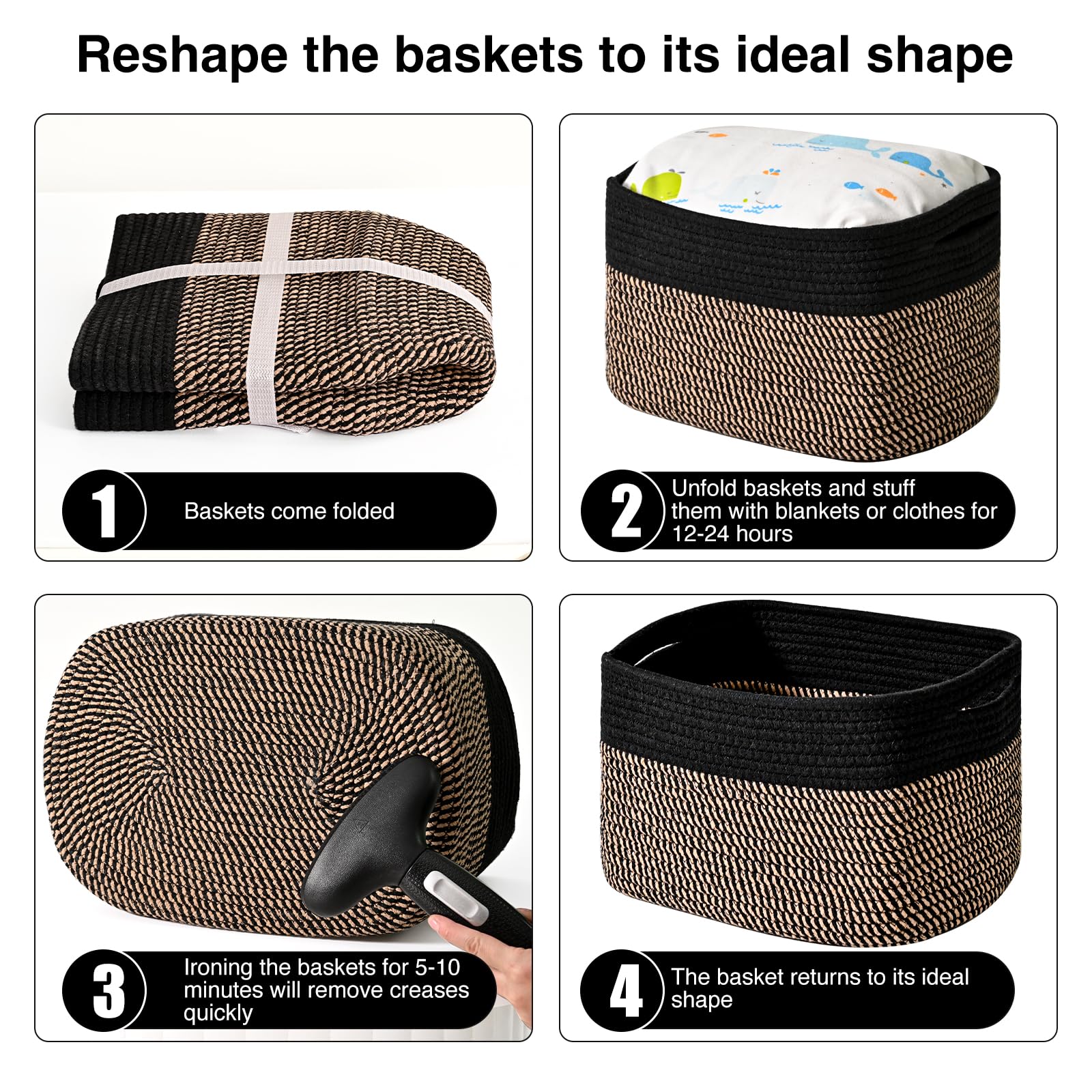 Storage Baskets for Organizing Shelves (3 Count)