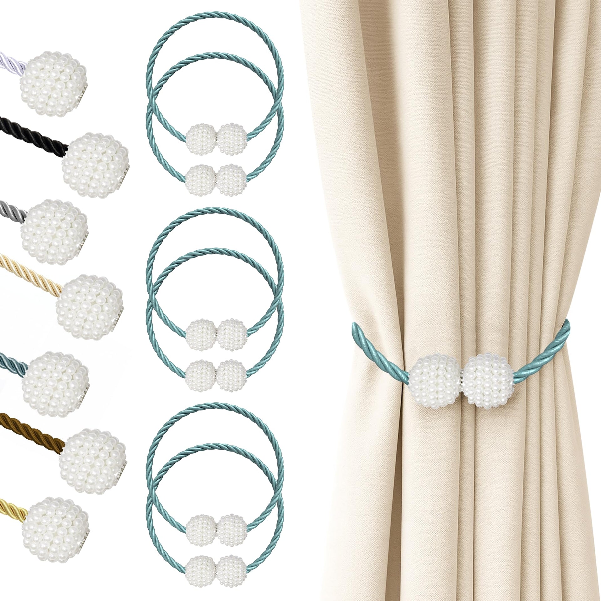 Magnetic Curtain Tiebacks Blue 6pcs (6 Count)