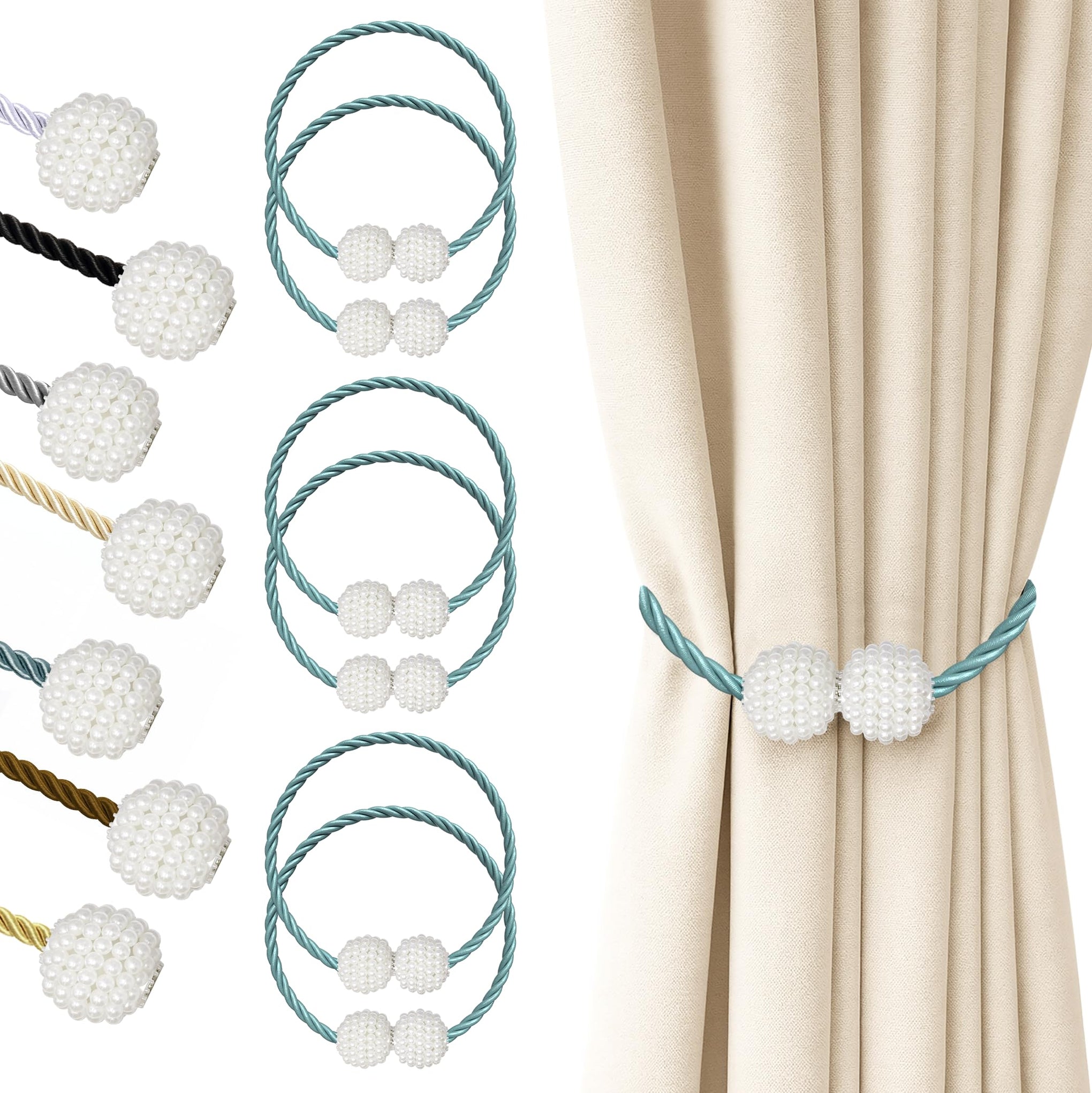 Magnetic Curtain Tiebacks Blue 6pcs (6 Count)