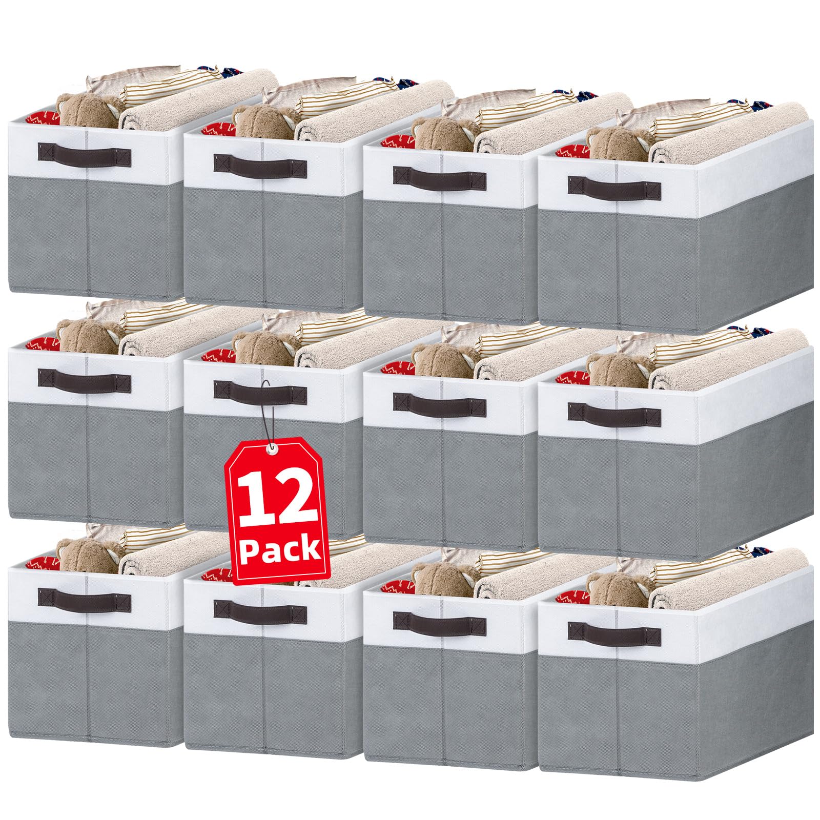12 Pack Large Storage Baskets for Shelves (12 Count)