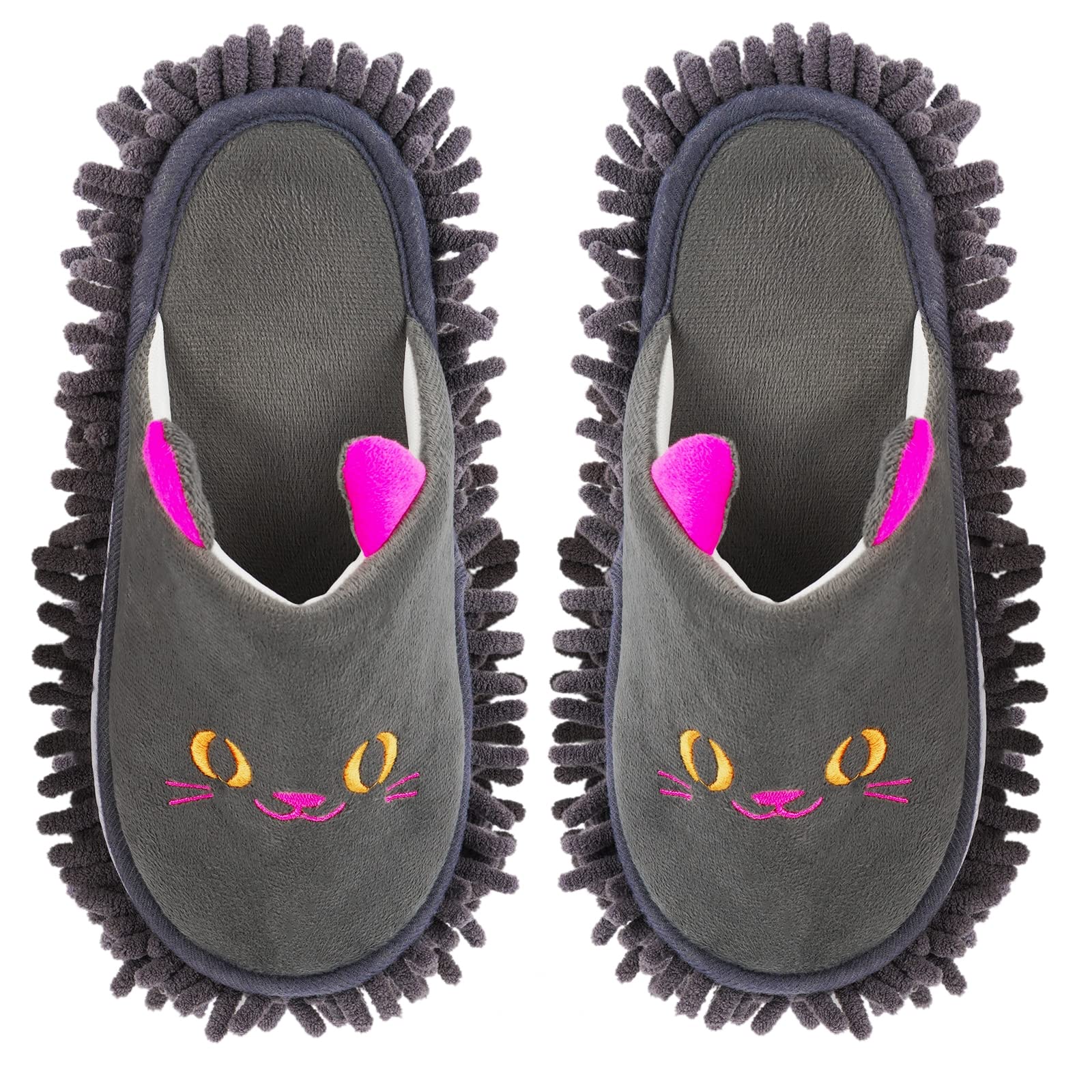 Non slip Microfiber Mop Slippers Floor Dusting for Home Dark Gray