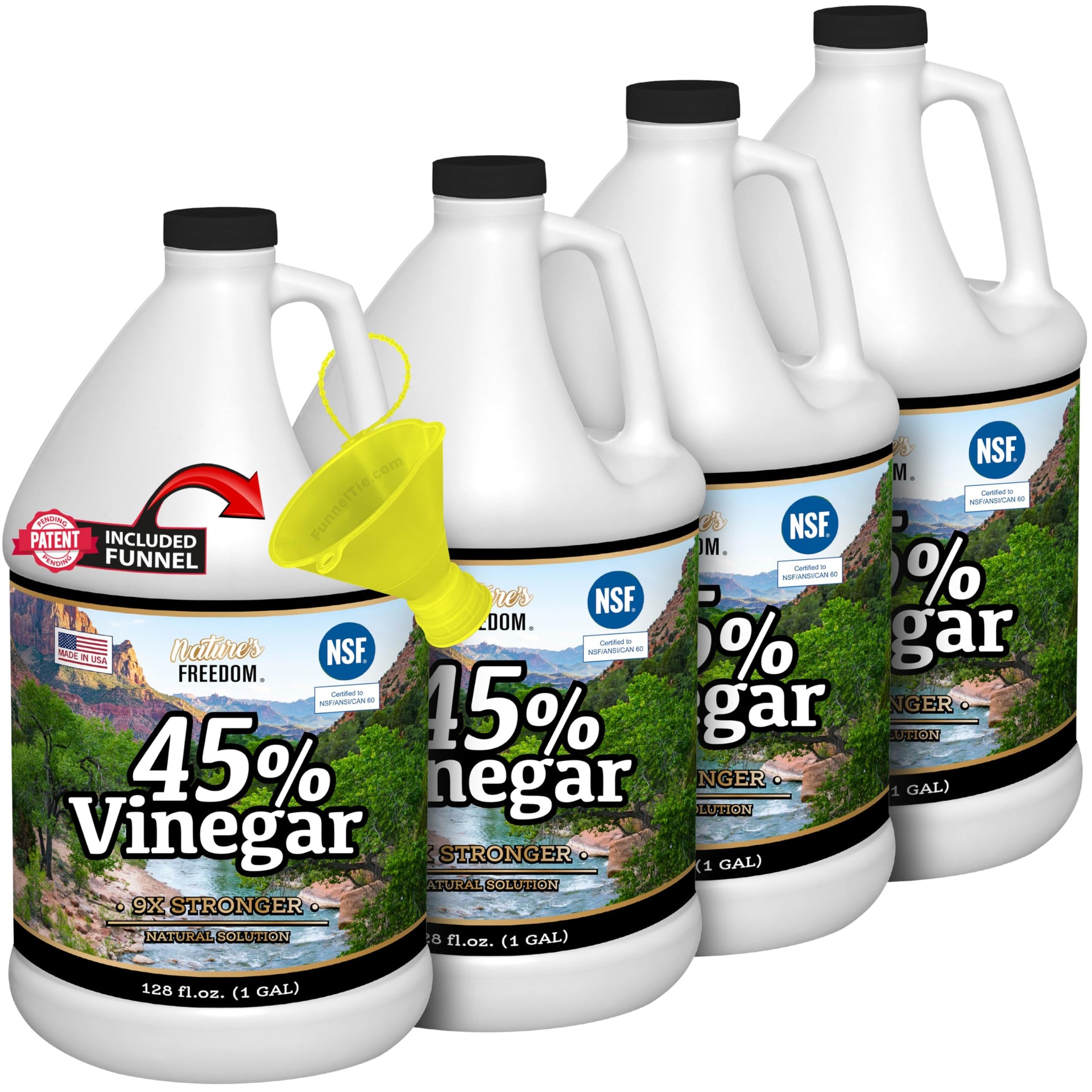 4 Gallons Extra Strength Vinegar 45% with Funnel (512 Fl Oz)