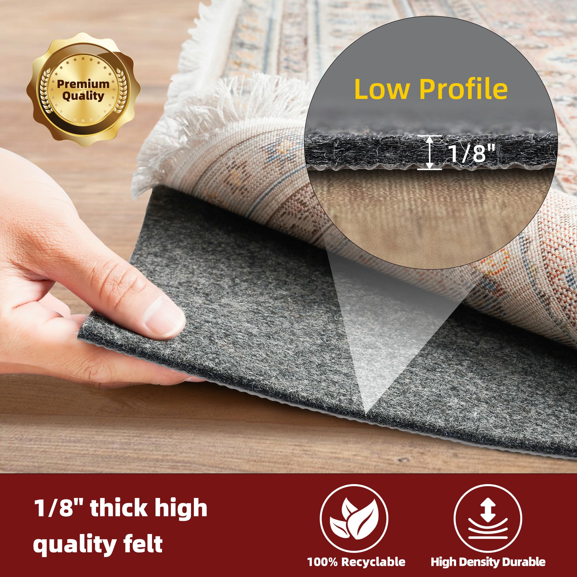 BAGAIL Felt and Natural Rubber Backing Rug Pads 1 (75 Sq Ft)
