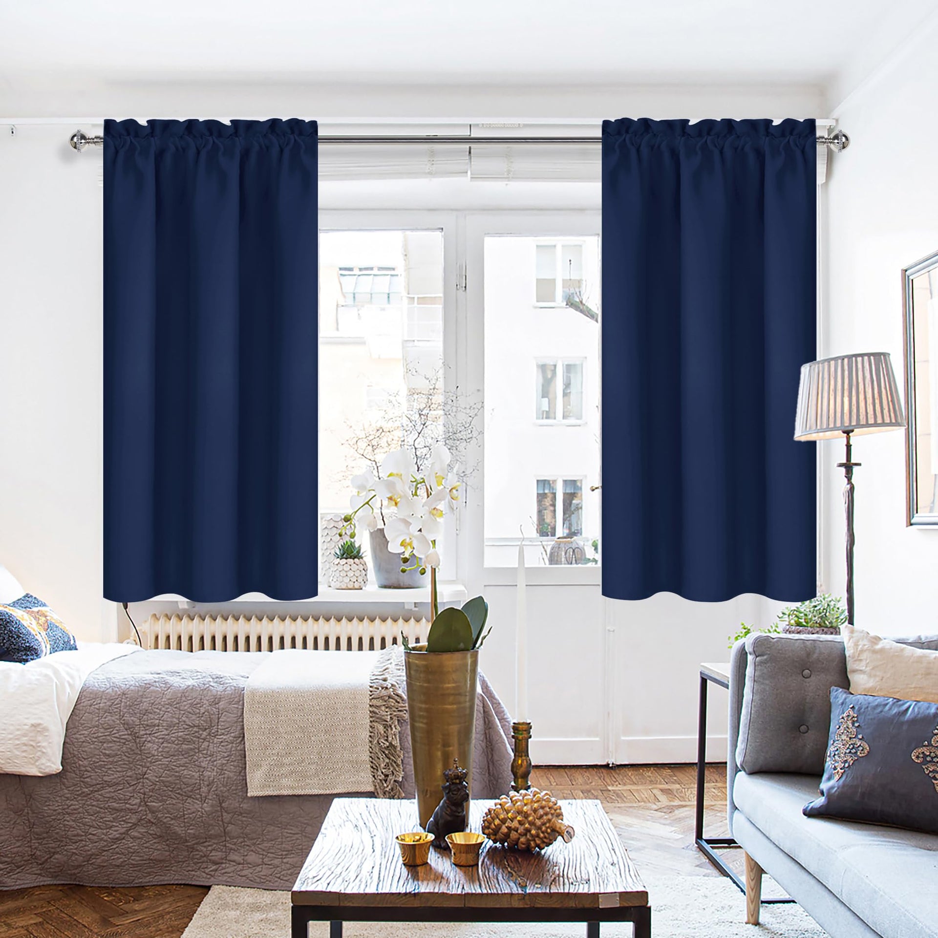 Blackout Curtains for Bedroom 42 x 54 Inch Long Navy Blue 2 Panels (2 Count)
