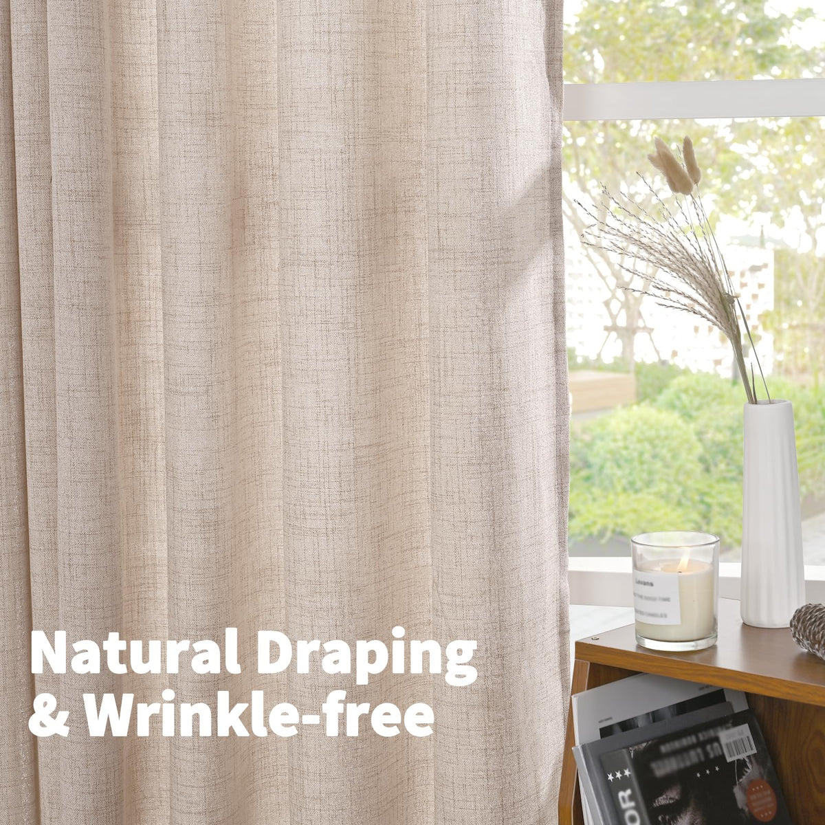 Linen Curtains 90 Inch Length 2 Panels for Living Room (2 Count)