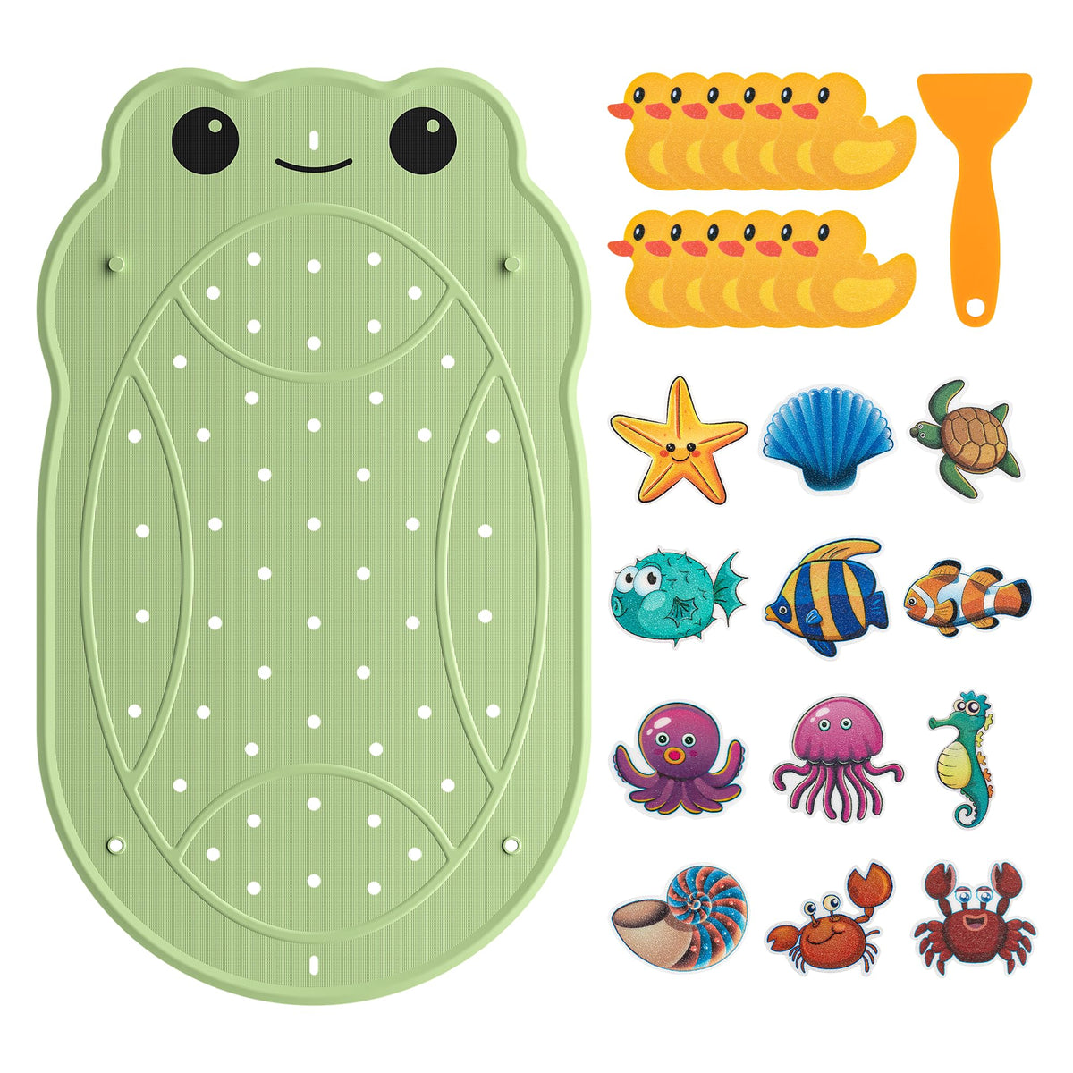 Kids Bathtub Mat Non Slip with 24PCS Bathtub Stickers for Toddlers
