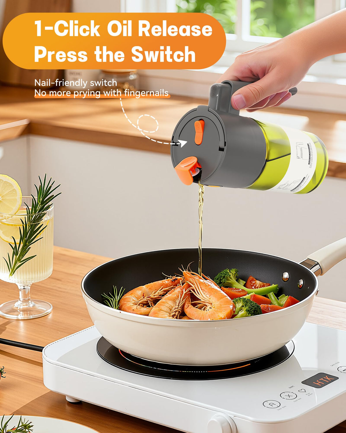 Olive Oil Sprayer & Dispenser Bottle for Cooking 17oz Dark Glass Oil Mister