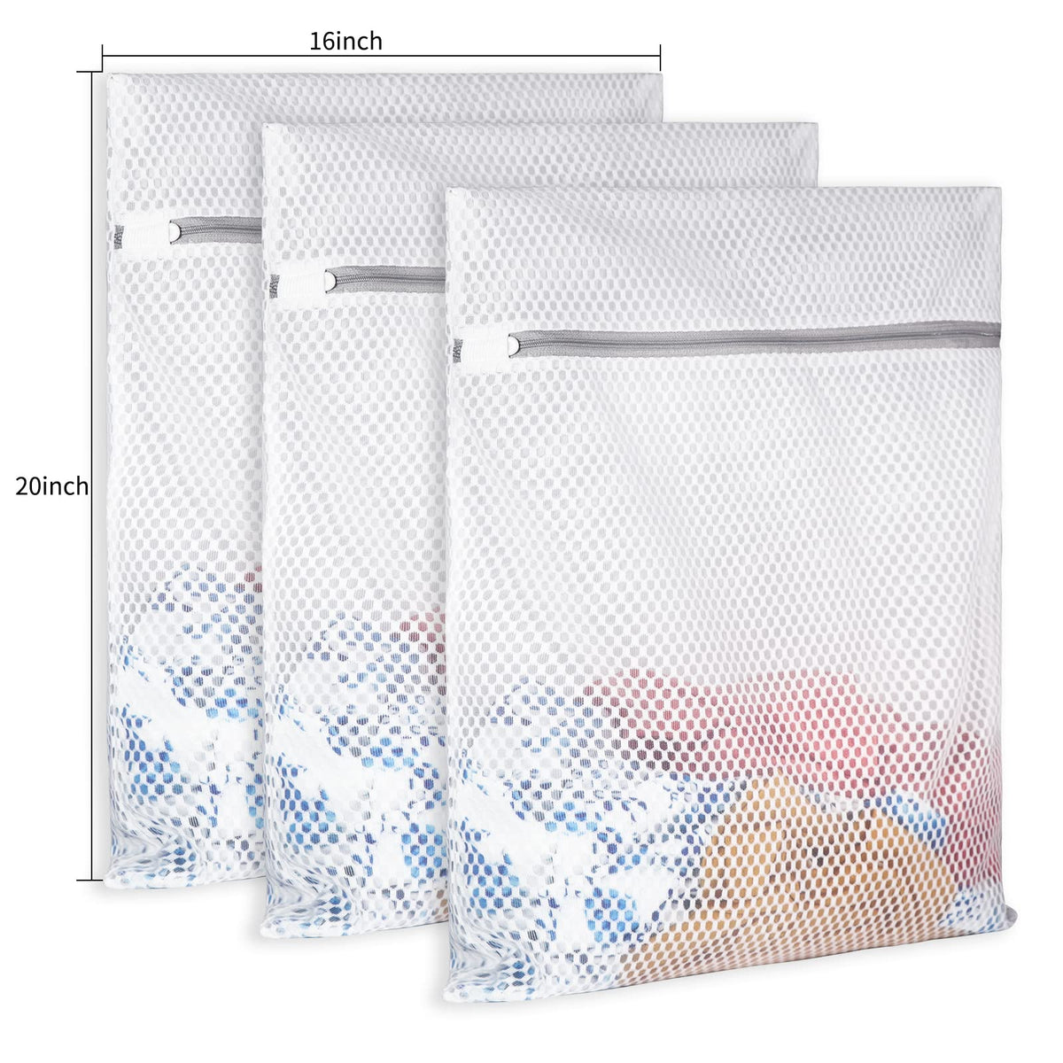 Extra Large Honeycomb Mesh Laundry Bag125gsm Net Fabric Durable and Reusable Delicate Wash Bag (3 Count)