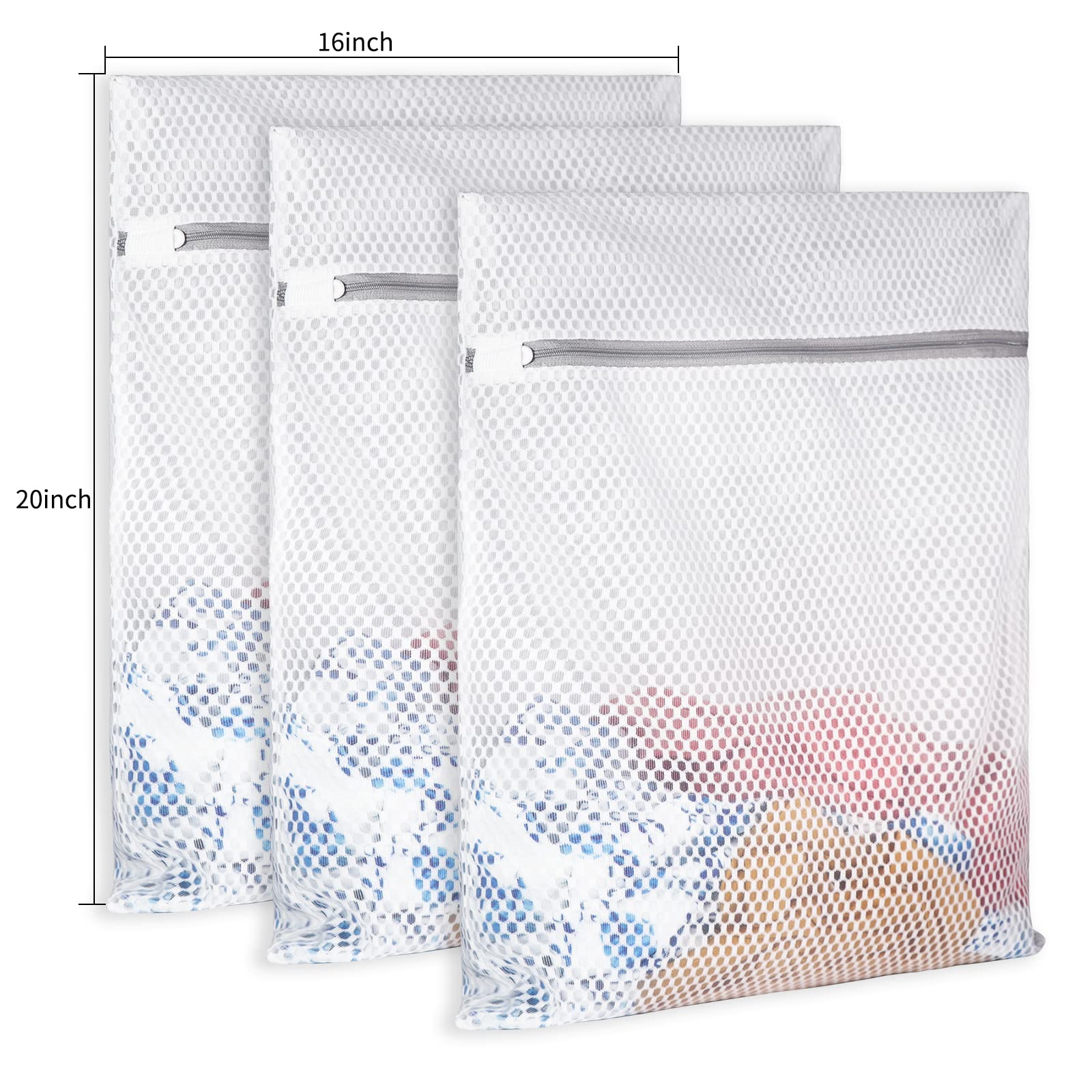Extra Large Honeycomb Mesh Laundry Bag125gsm Net Fabric Durable and Reusable Delicate Wash Bag (3 Count)