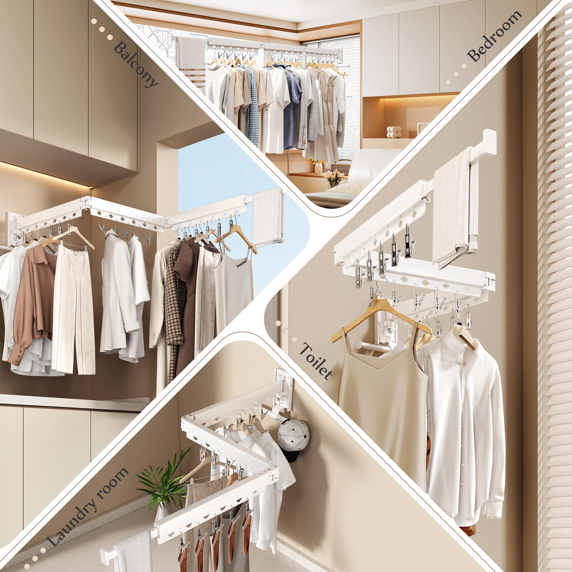 Wall Mounted Collapsible Clothes Drying Rack