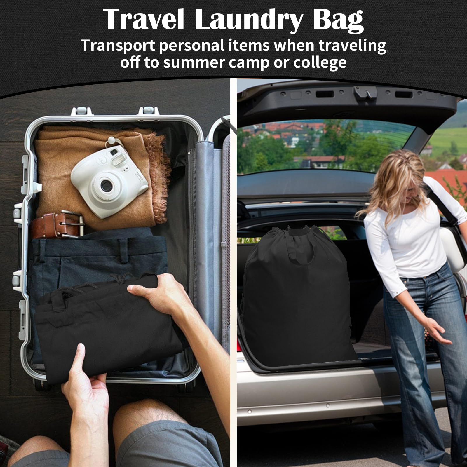 Heavy Duty Canvas Laundry Bag with Handles & Drawstring 30"Wx35"H
