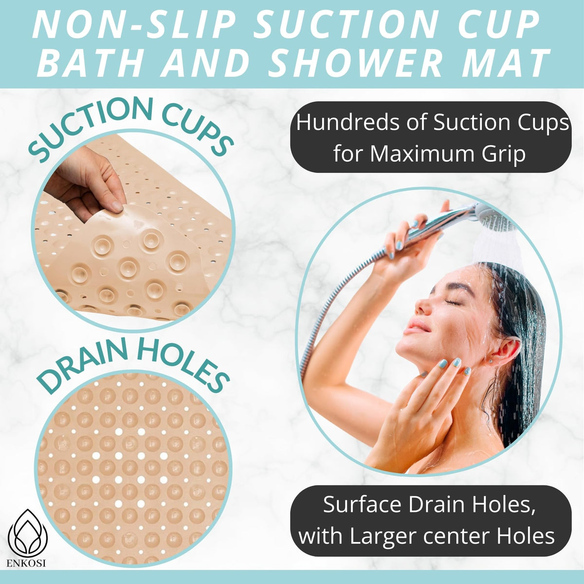 Non Slip Bath & Shower Mat 40x16 Extra Long