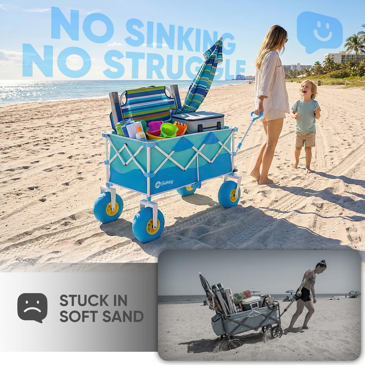 Heavy Duty Beach Wagon with 9" Big Sand