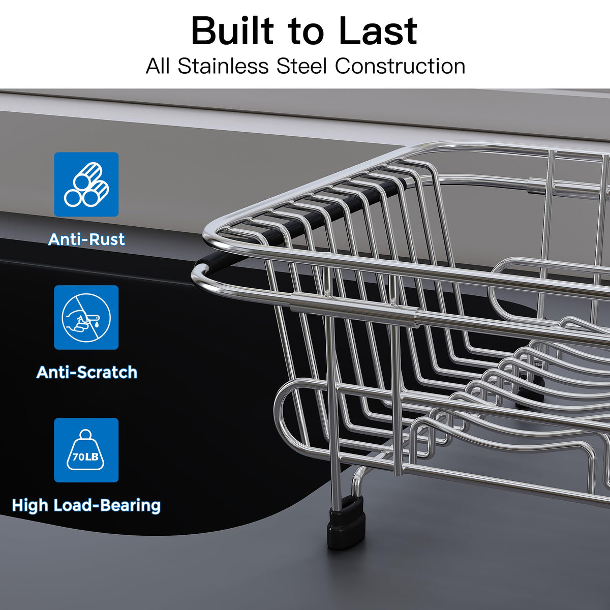 Sink Small Dish Drying Rack with Utensil Holder