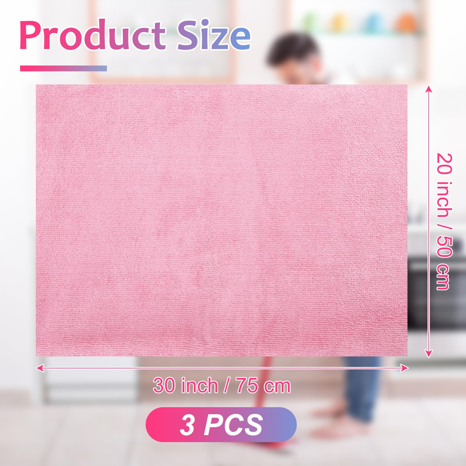 3 Pcs Extra Large Microfiber Cleaning Cloth 30" x 20" Washable Reusable Microfiber Towel Streak Free Lint Free Cloth for Cleaning Home Glass Office Window Bathrooms (3 Count)